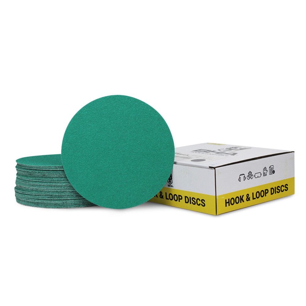 BHA 5″ Green Film Hook & Loop Sanding Discs, Wet/Dry Orbital Sandpaper – 50 Pack