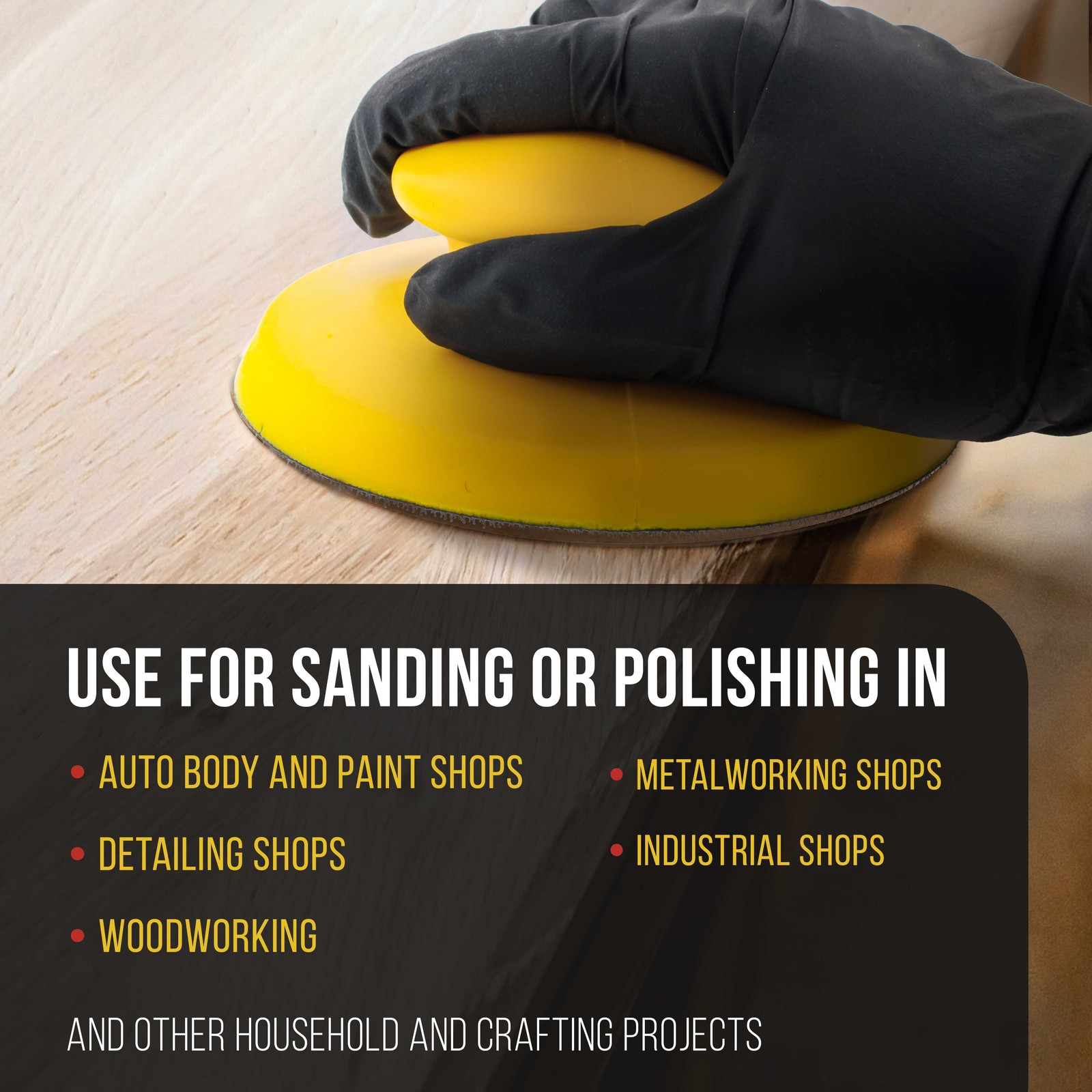 2ea 6″ Round-Shaped Hand Sanding Block Pads for Hook & Loop and PSA 6″ DA Discs