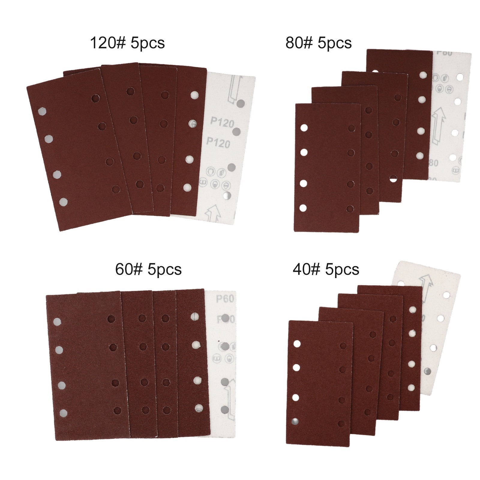 Premium Sandpaper Set for Wood Polishing 20pcs 93x185mm Multiple Grits