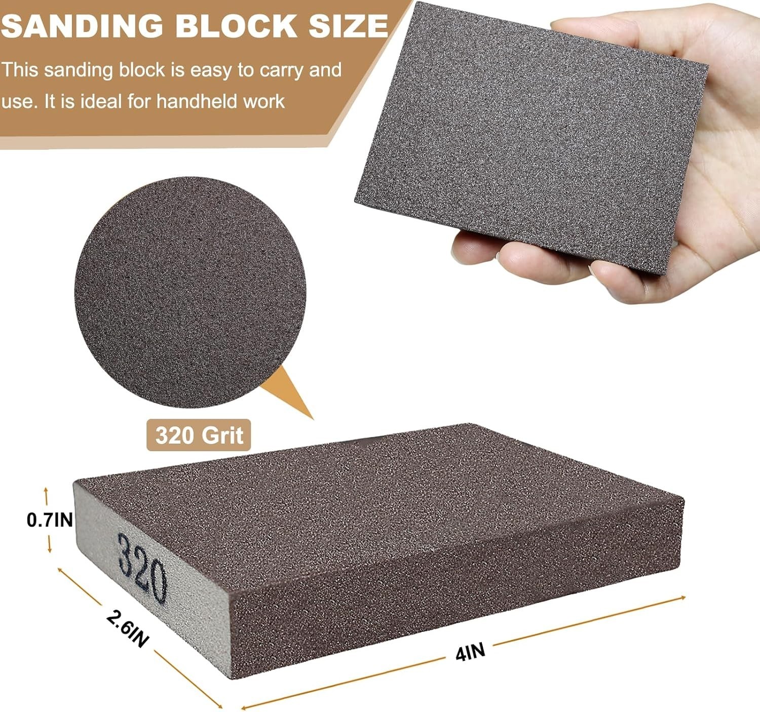 6 Pack 320 Grit Fine Sanding Sponges Washable Reusable Blocks for Wood Metal&Up