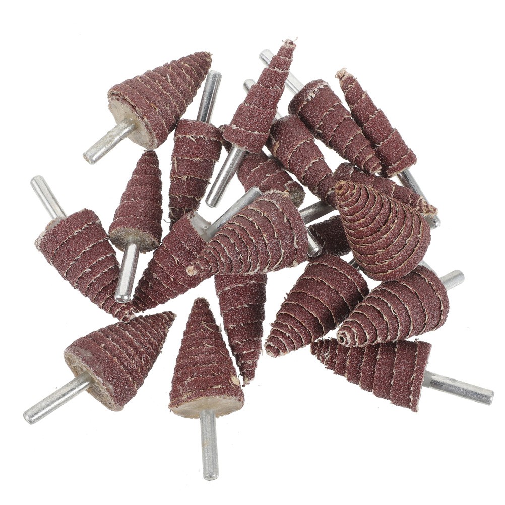 20Pcs Sandpaper Abrasive Flap Wheels Cone Shape Grinding Heads with Handle