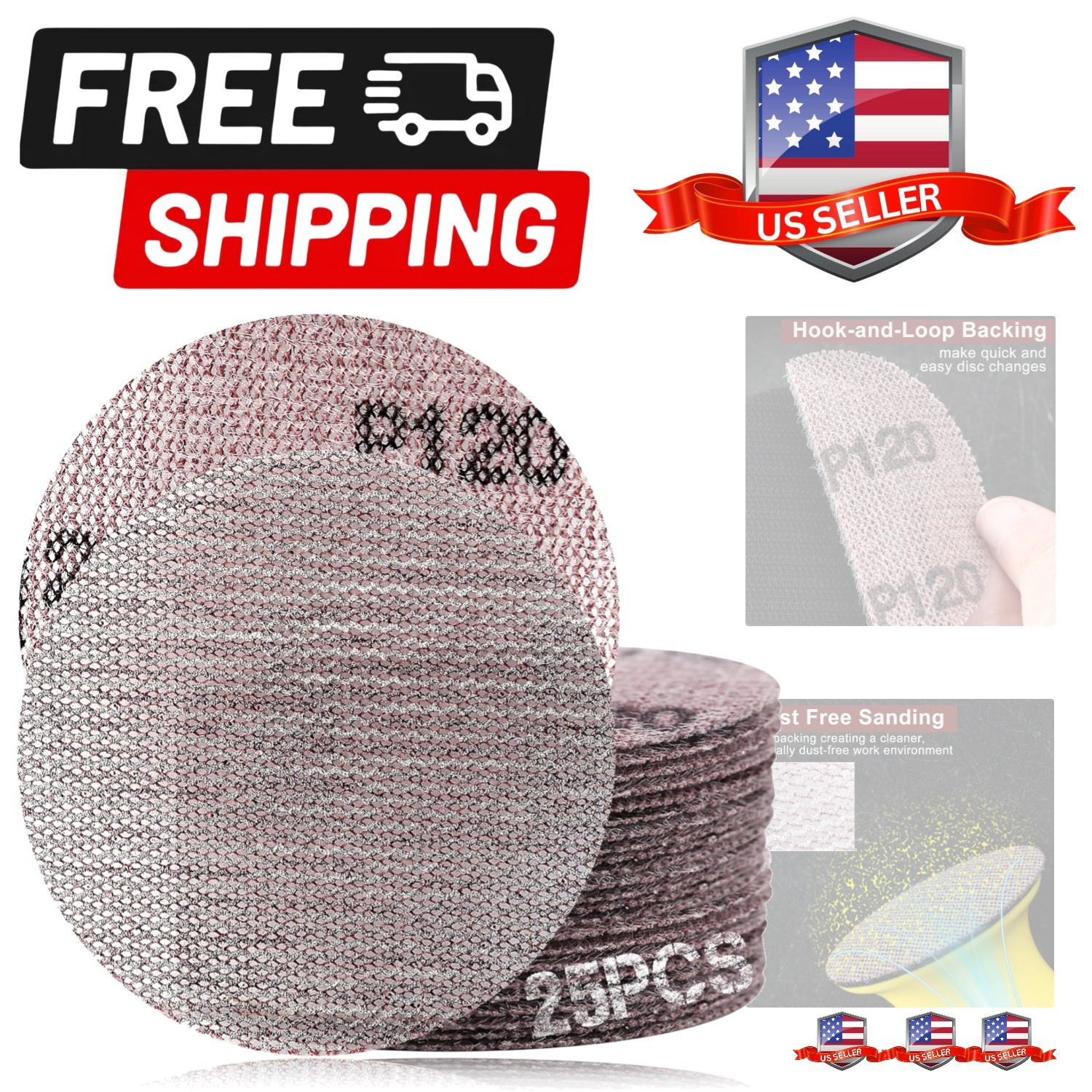 3-Inch 120 Grit Mesh Abrasive Dust Free Sanding Discs, Virtually Dust-Free, B…