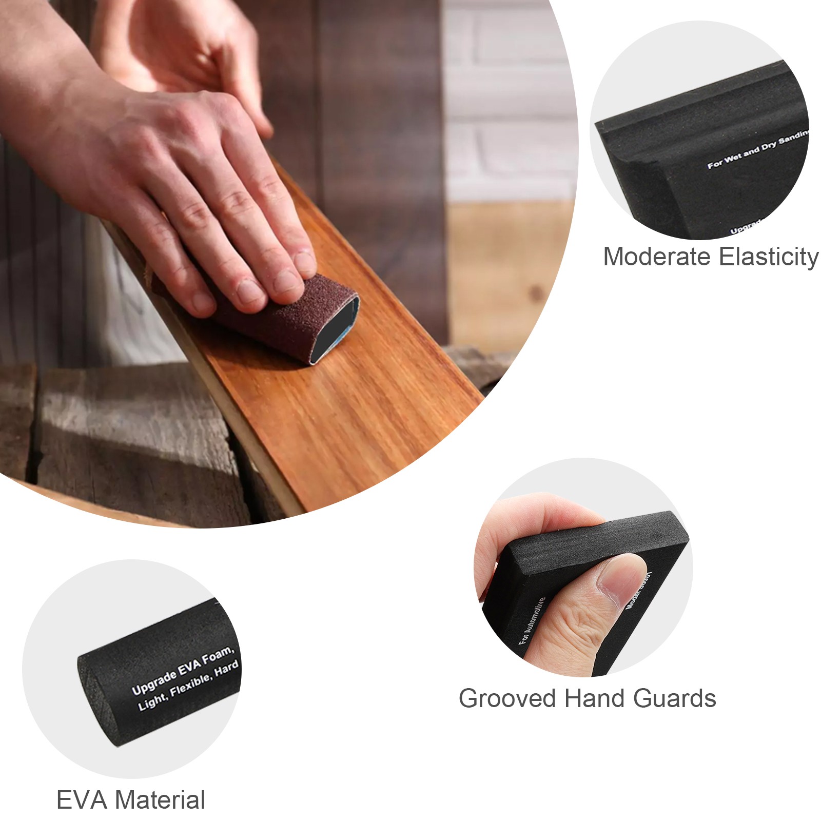 12x EVA Foam Sanding Block Set Wet Dry Sandpaper for Automotive Wood Body Repair