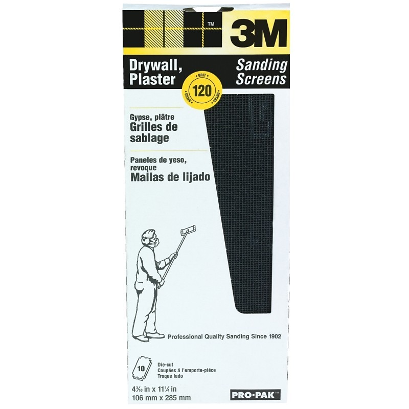 3M 99438 Sanding Screen, 11 in L, 4-3/16 in W, 120 Grit, Silicone Carbide Abrasi