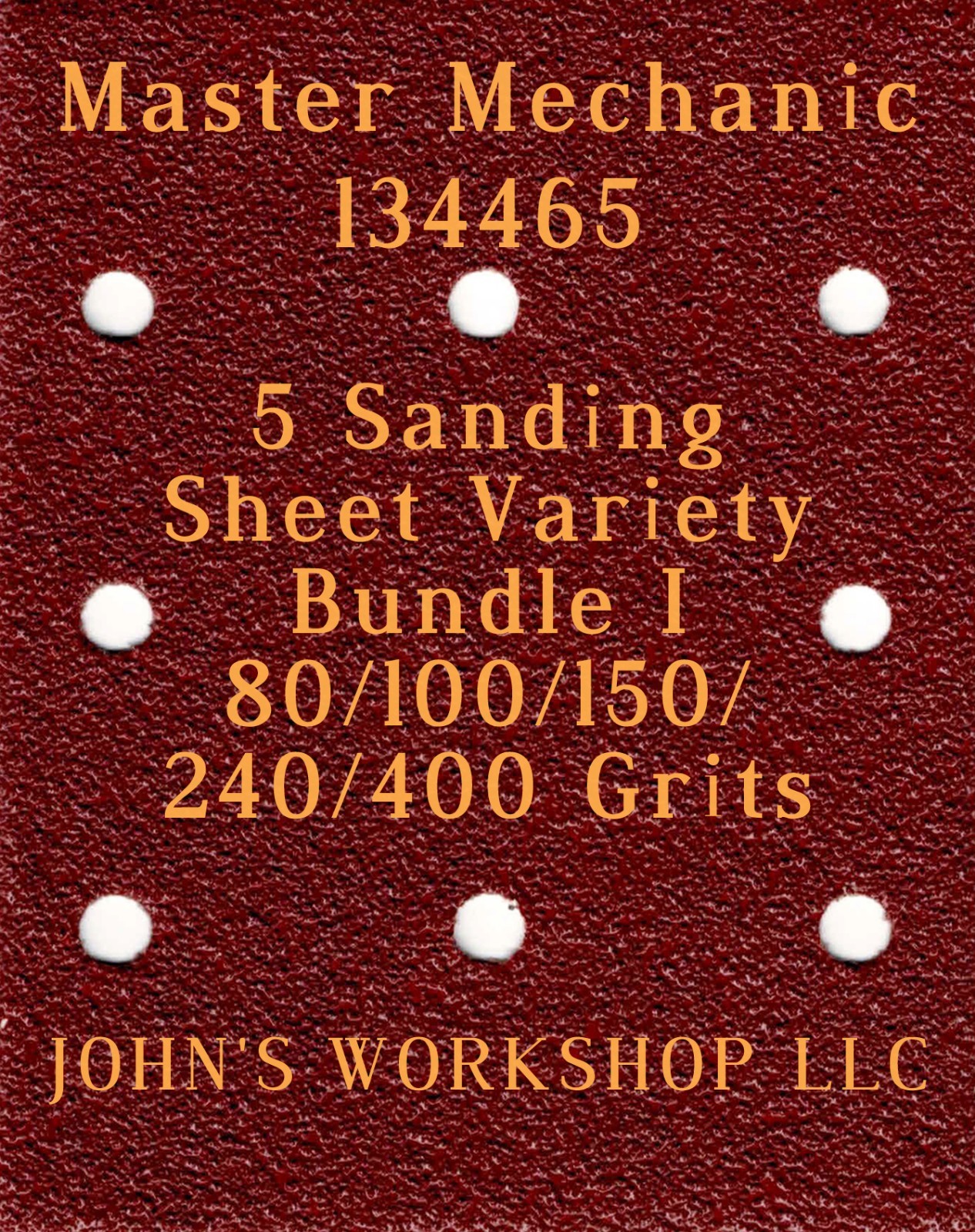 Master Mechanic 134465 – 80/100/150/240/400 Grits – 5 Sandpaper Variety Bundle I
