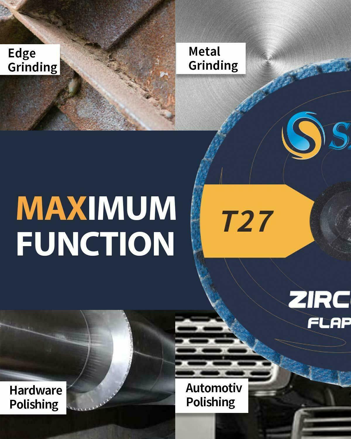 10x 2in 120 Grit Zirconia Roll Lock Flap Disc Die Grinder Drill Sanding Grinding