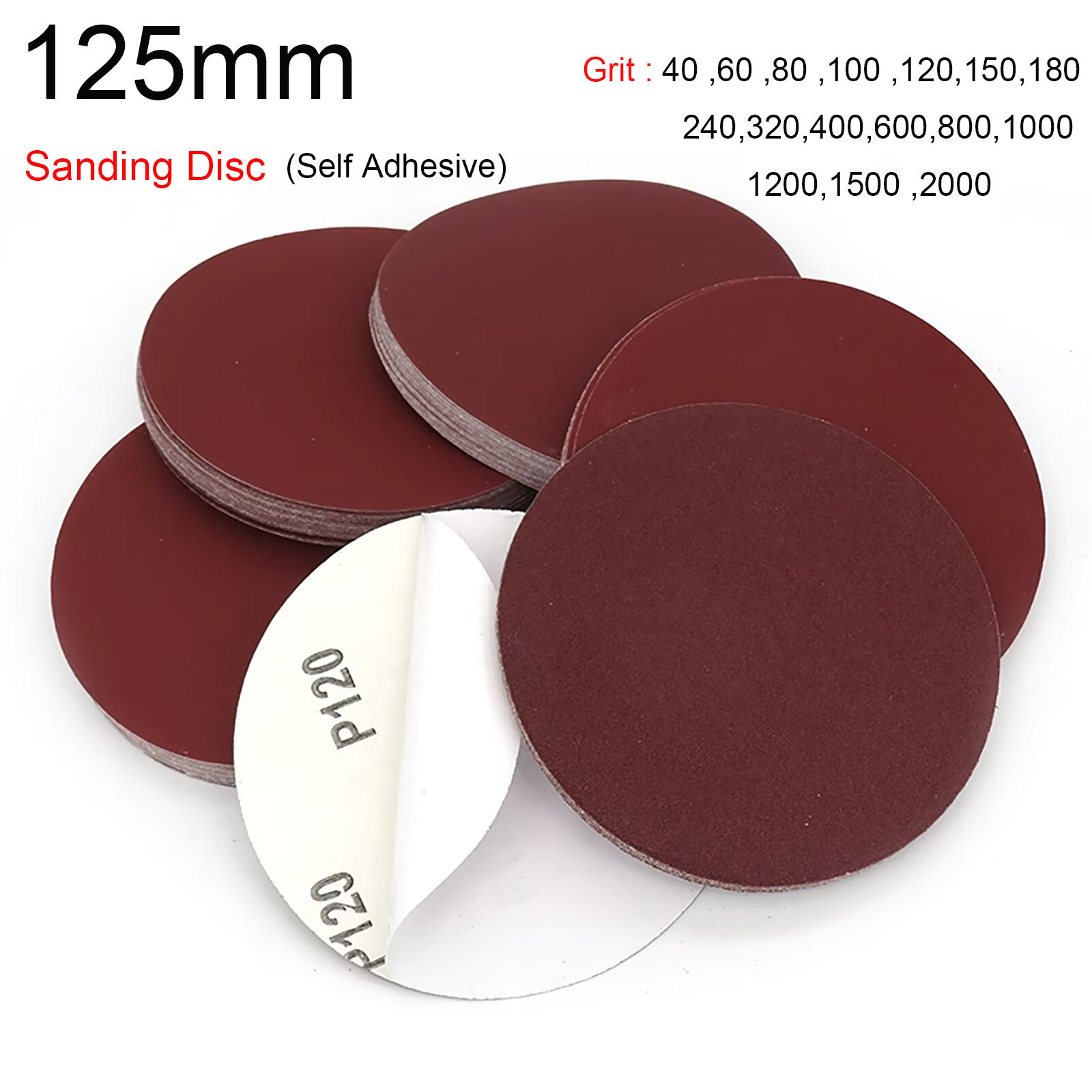 5″ 125mm Peel And Self Adhesive 40-2000 Grit Sanding Disc Stick On Sandpaper