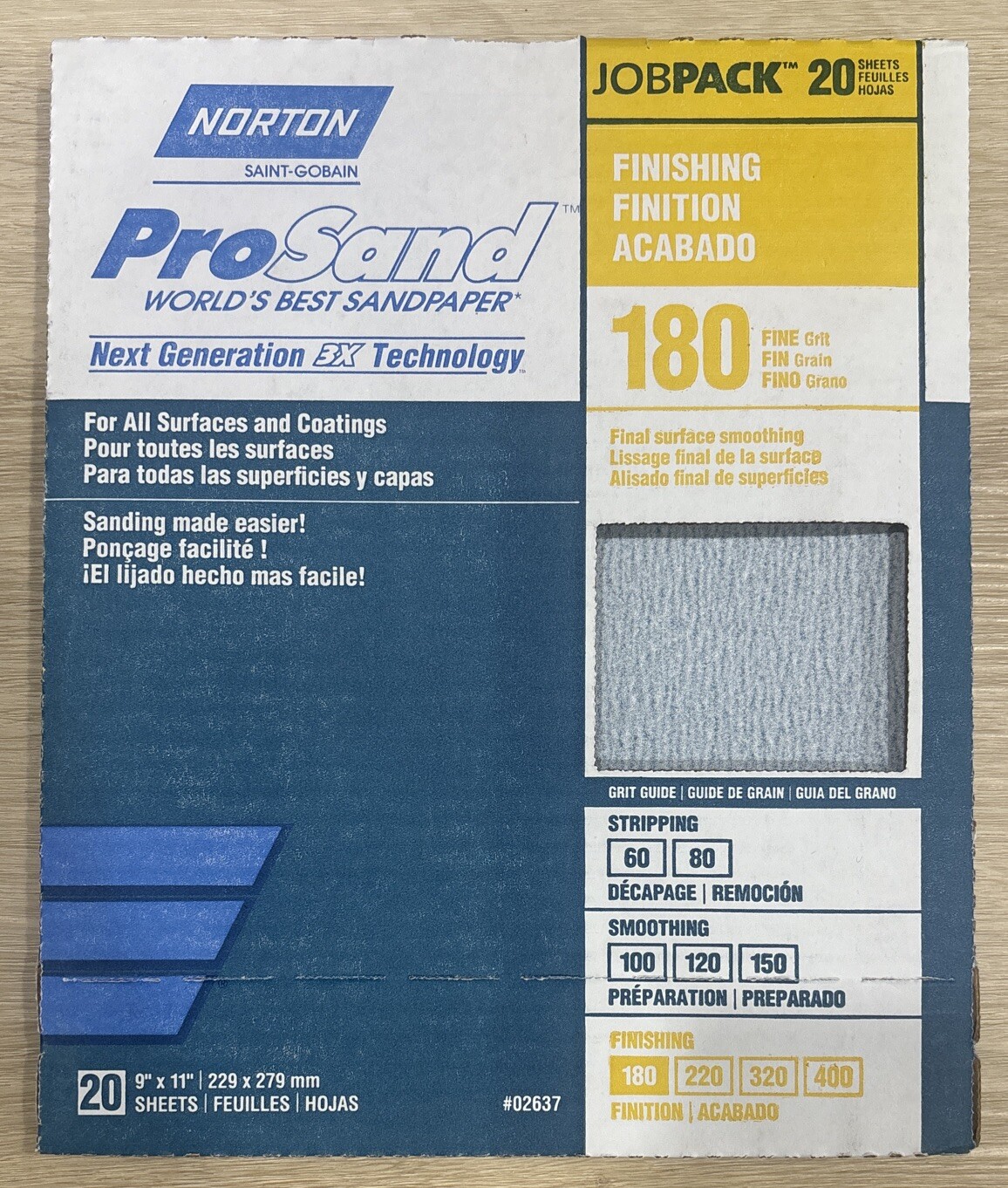 Norton ProSand 9″ x 11″ 20CT Sanding Sheets 180 Grit – 5 PACKS (100 SHEETS)