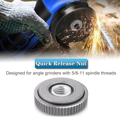 5/8-11 Inch Thread Angle Grinder Flange Nut, Self Tightening Lock Nut Quick