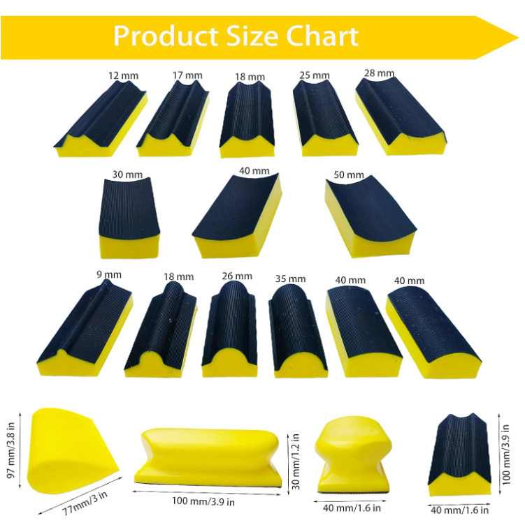 Sanding Block Kit 7 Pieces – Flexible EVA Foam Wet or Dry Auto Body Hand Sanding