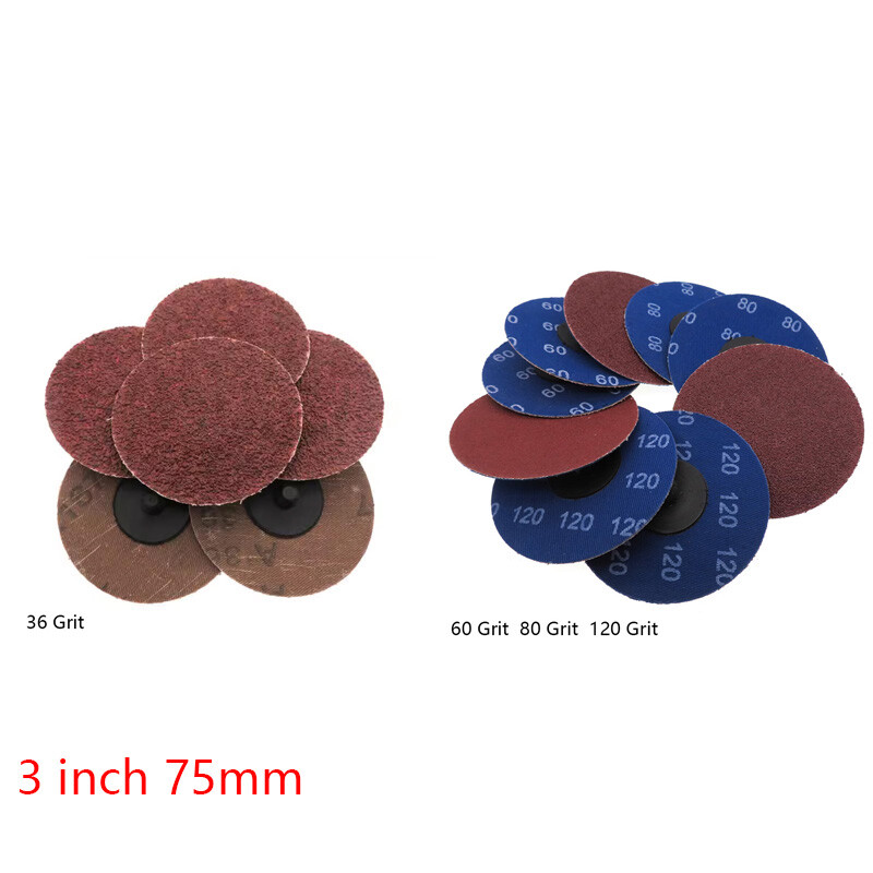 75mm 3″ Type R Sanding Disc Roll Lock Abrasive Grinding Pad Sandpaper 36-120Grit