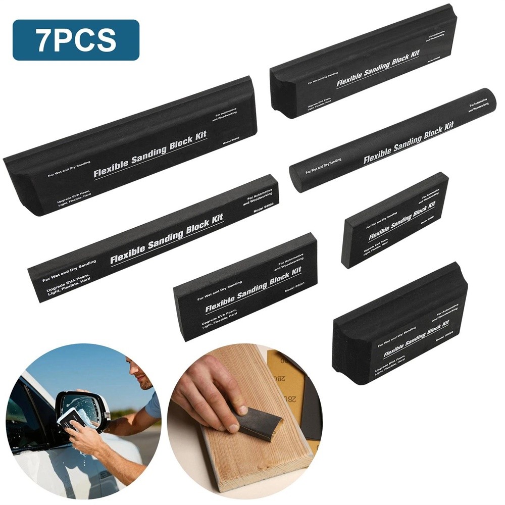 7/14Pcs Sanding Block Kit Flexible EVA Foam Wet or Dry for Automotive Woodwork