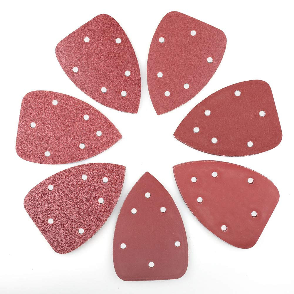 Mouse Sander Sandpaper, 70PCS, 6 Hole Triangle Sanding Pads for Ryobi Detail Pal