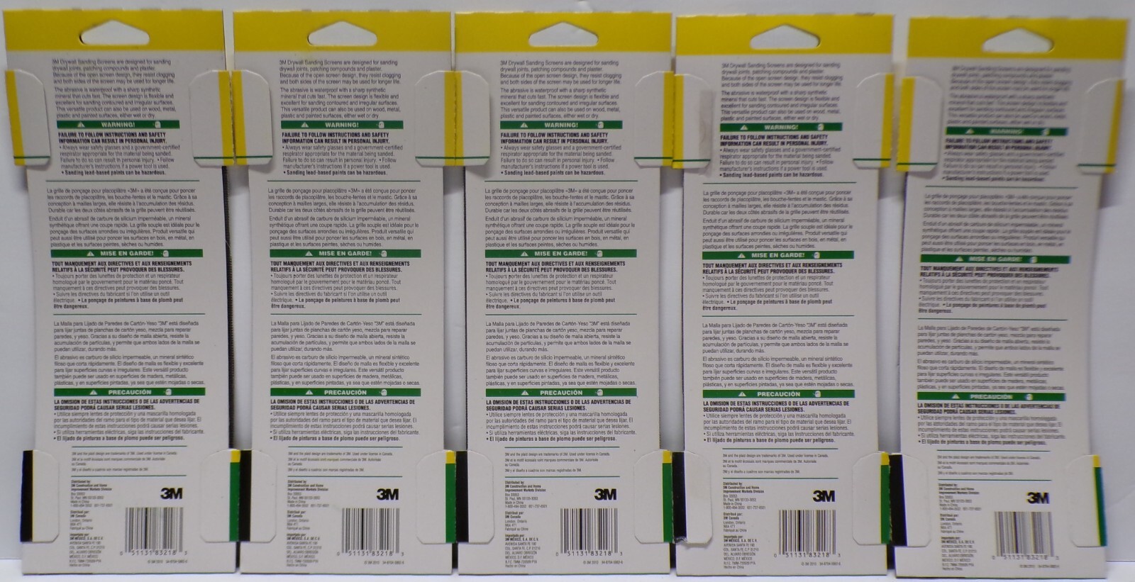 Lot of 5 Fine Grit 3M Drywall Screens 4-3/16″ x 11-1/4″ 2Pk. Each 9089P-CC