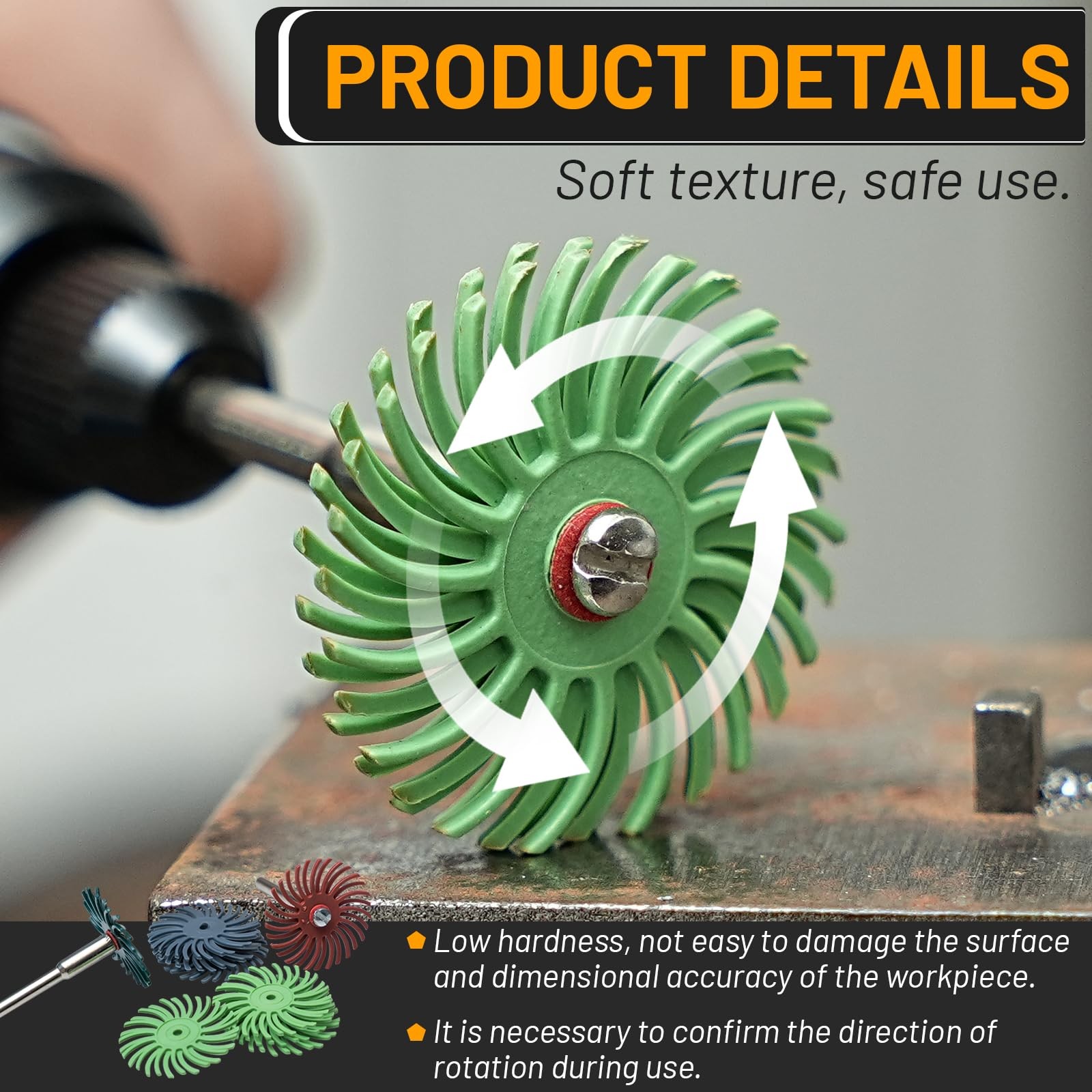 76 Pcs 1 Inch Radial Bristle Discs Kit with 3mm Shank, 80 to 2500 Grit