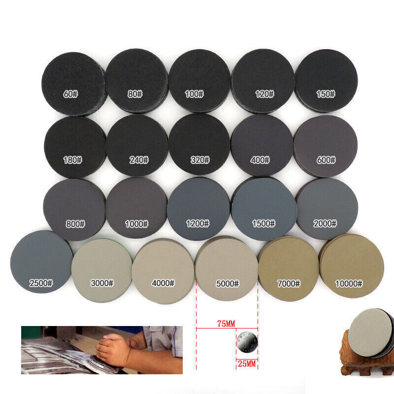 75mm 3″ Wet and Dry Sanding Disc 60-3000 Sandpaper Pads Hook&Loop 10pcs/pack UK
