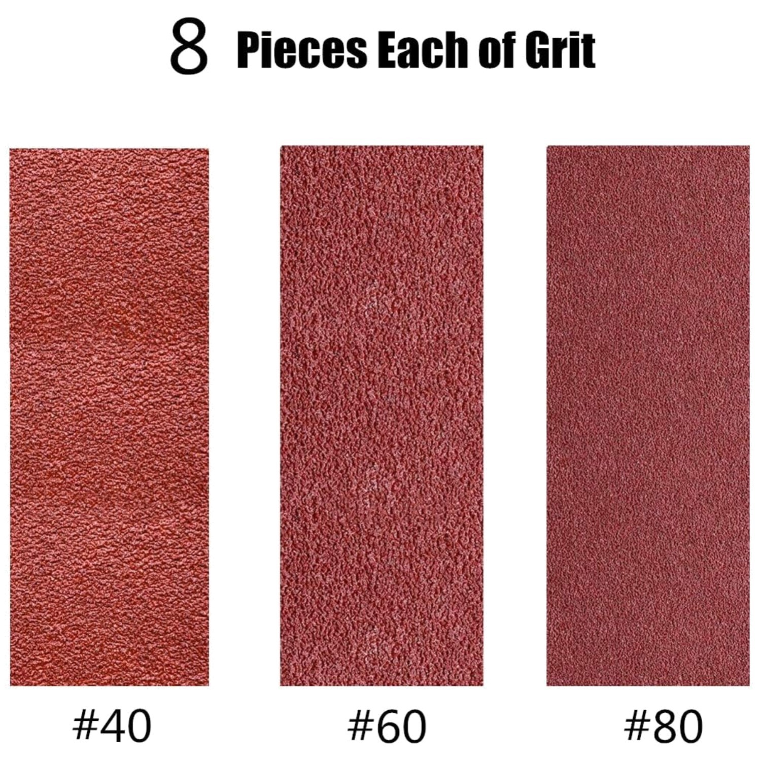 24-Pack 3×18 Sanding Belts, 40 60 80 Grit Assortment