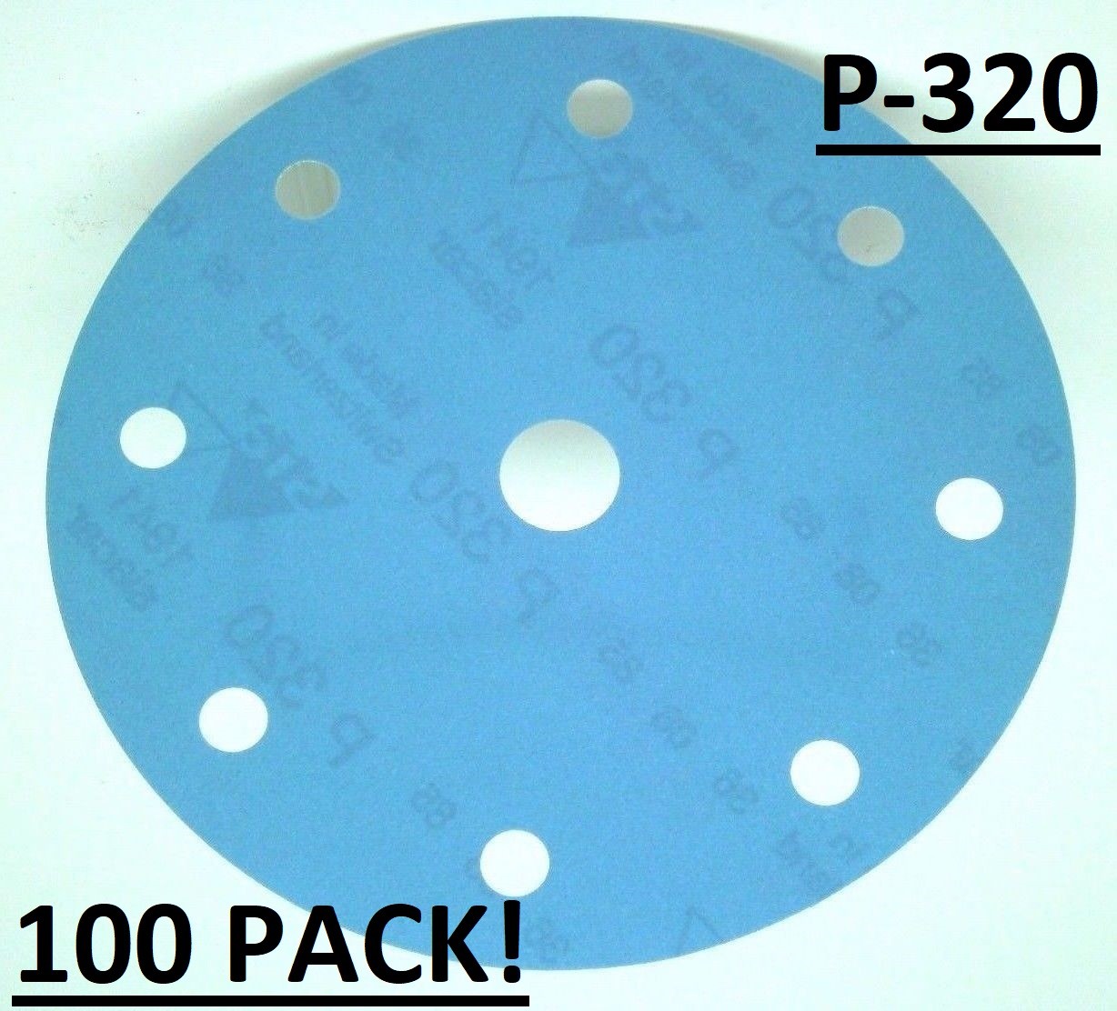 100! 6″ Inch x 9 Hole Blue Line Hook & Loop Sanding Discs 320 Grit Auto Paint LR