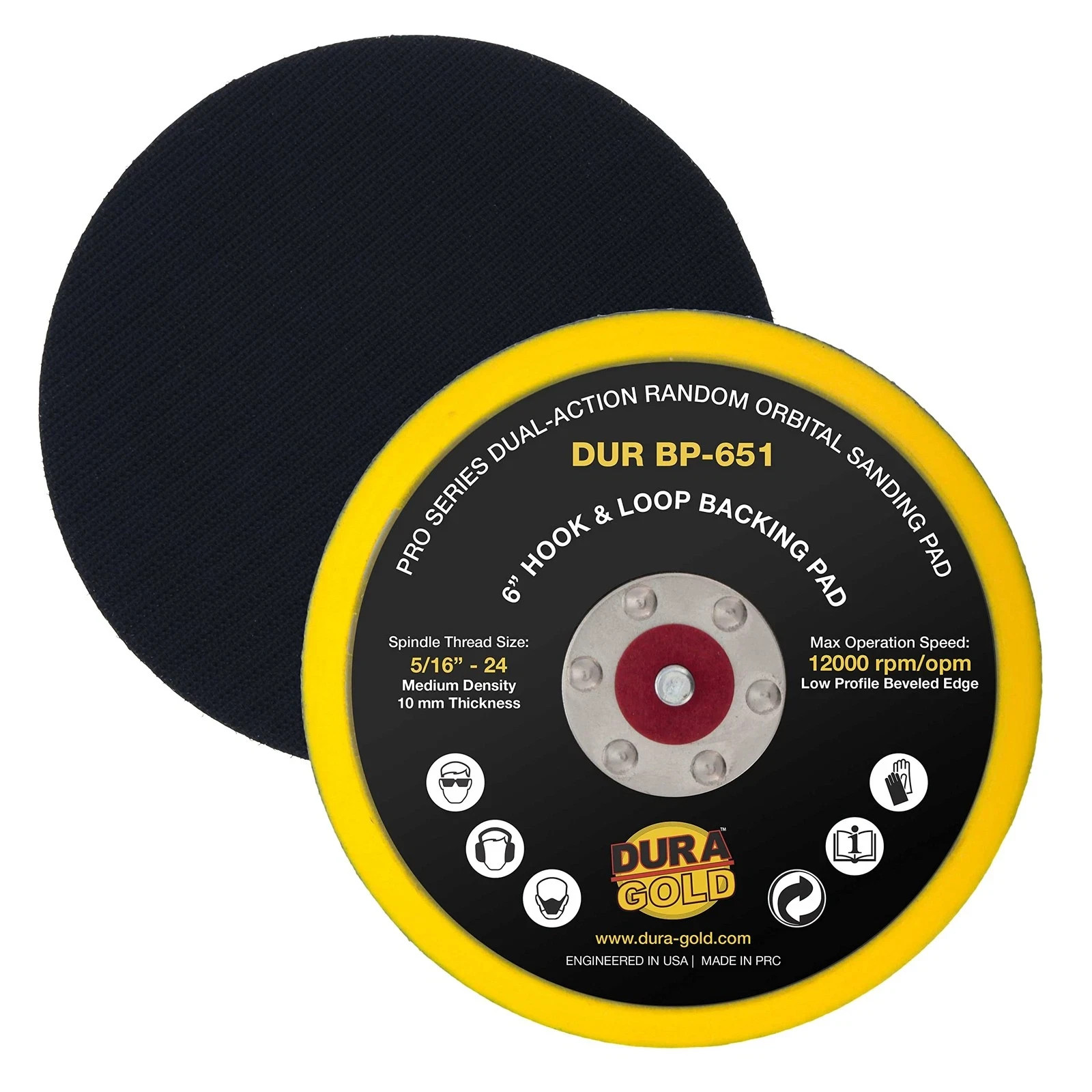 6 Inch Hook Loop Sanding Pad Medium Density Low Profile For DA Sanders