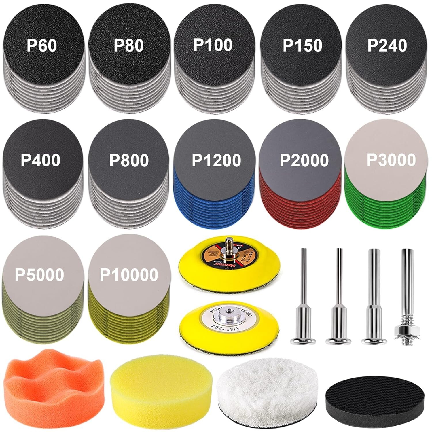 130-Piece Wet/Dry Sandpaper Kit with Foam Pad – Ideal for Automotive Refinishing