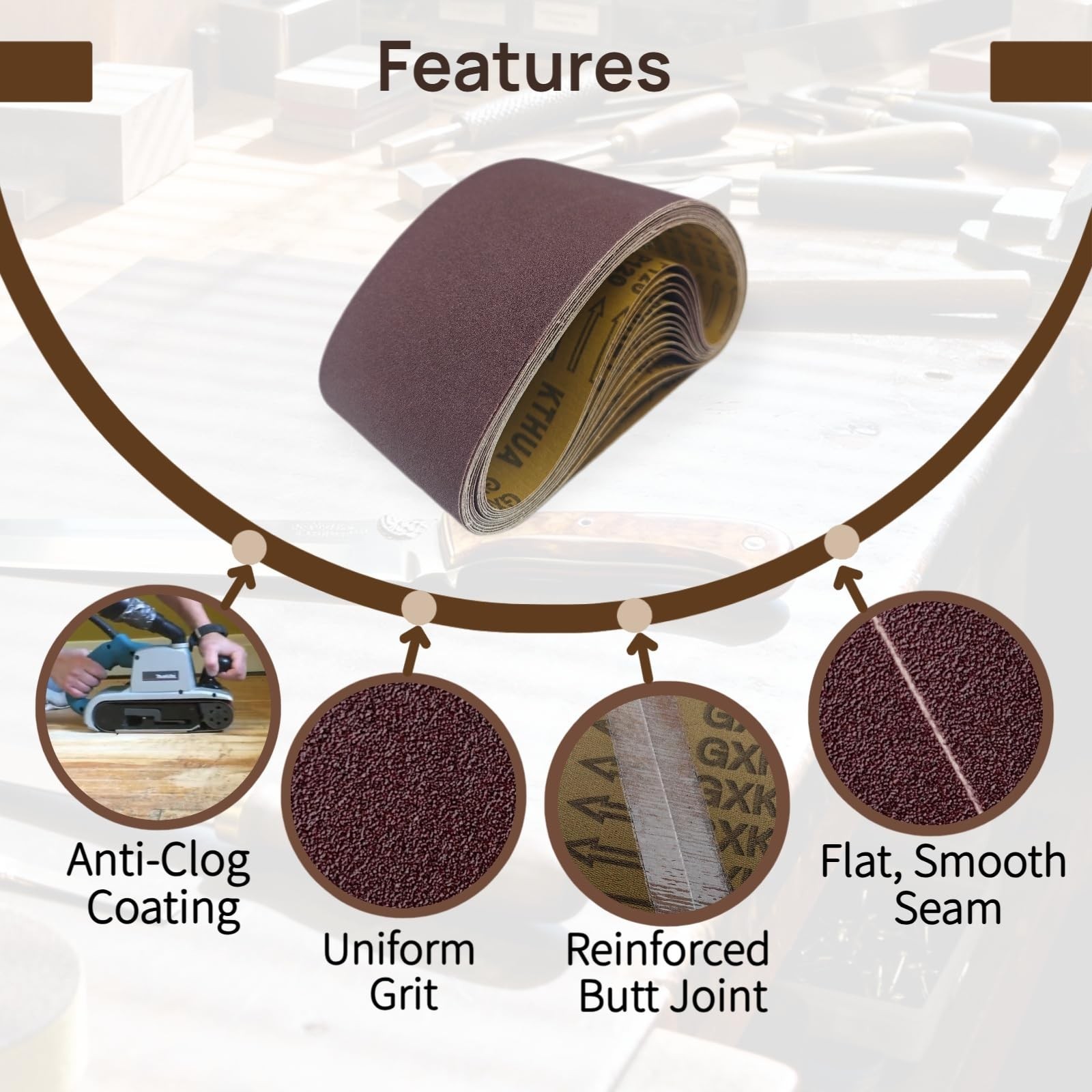 4×24 Inch Sanding Belts: 15 Pack 80–400 Grit — Heavy-Duty Anti-Clog