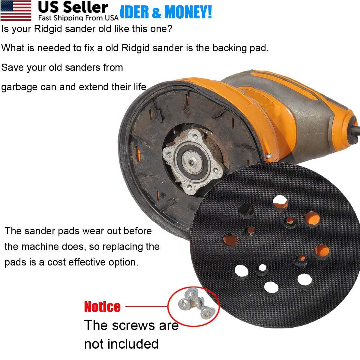 5″ Hook and Loop Sander Pad for Ridgid R2600, R2601 Random 5 Inches, Black