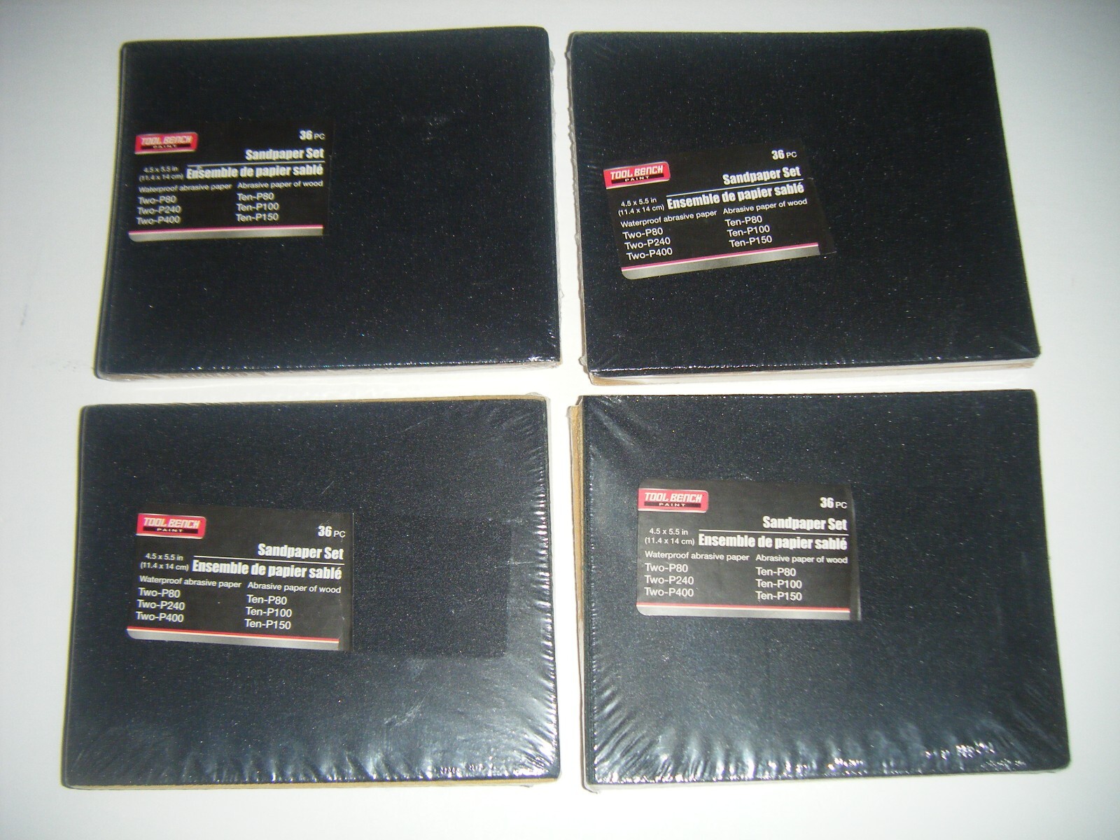 4x Hardware Sandpaper, 36-ct. 144Pcs, P80/P100/P150/P240/P400, Size 4.5″ x 5.5″