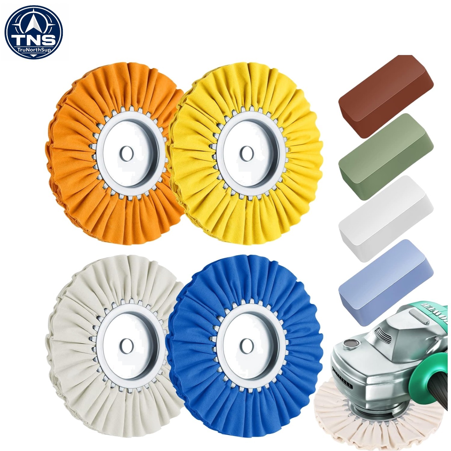8 Inch Aluminum Airway Buffing Wheels Kit for Angle Grinder Polishing Compoun…