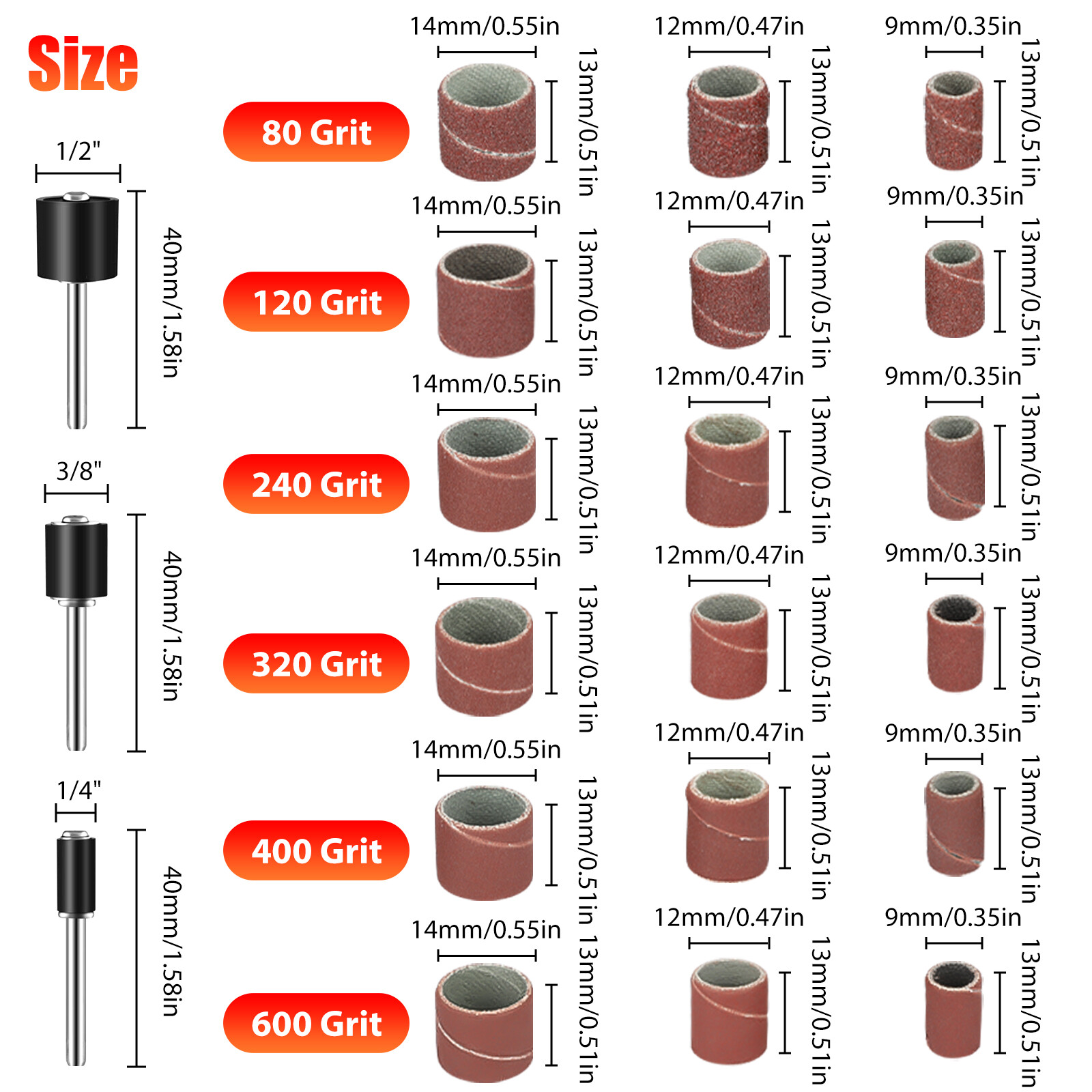 384PCS Sanding Drum Kit Nail Drill Bits Polished Dremel Accessories Rotary Tool