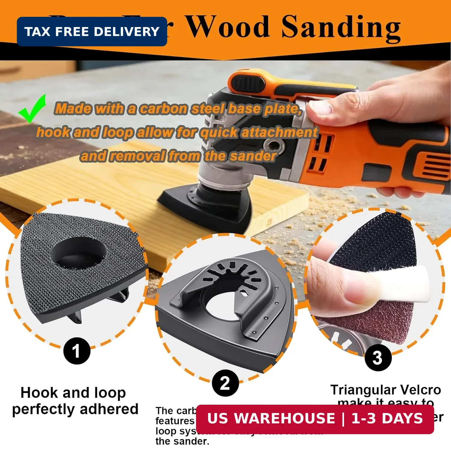 114PCS Oscillating Tool Sanding Pads Kit Triangle Finger Sandpaper Set