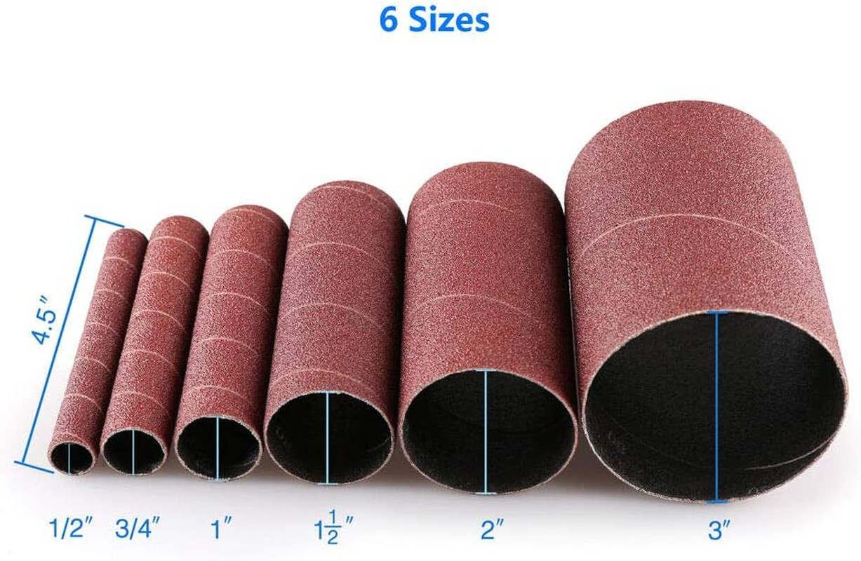 Aluminum Oxide Spindle Sanding Sleeves, 4.5 Inch Length 80/120/240 Assorted Grit