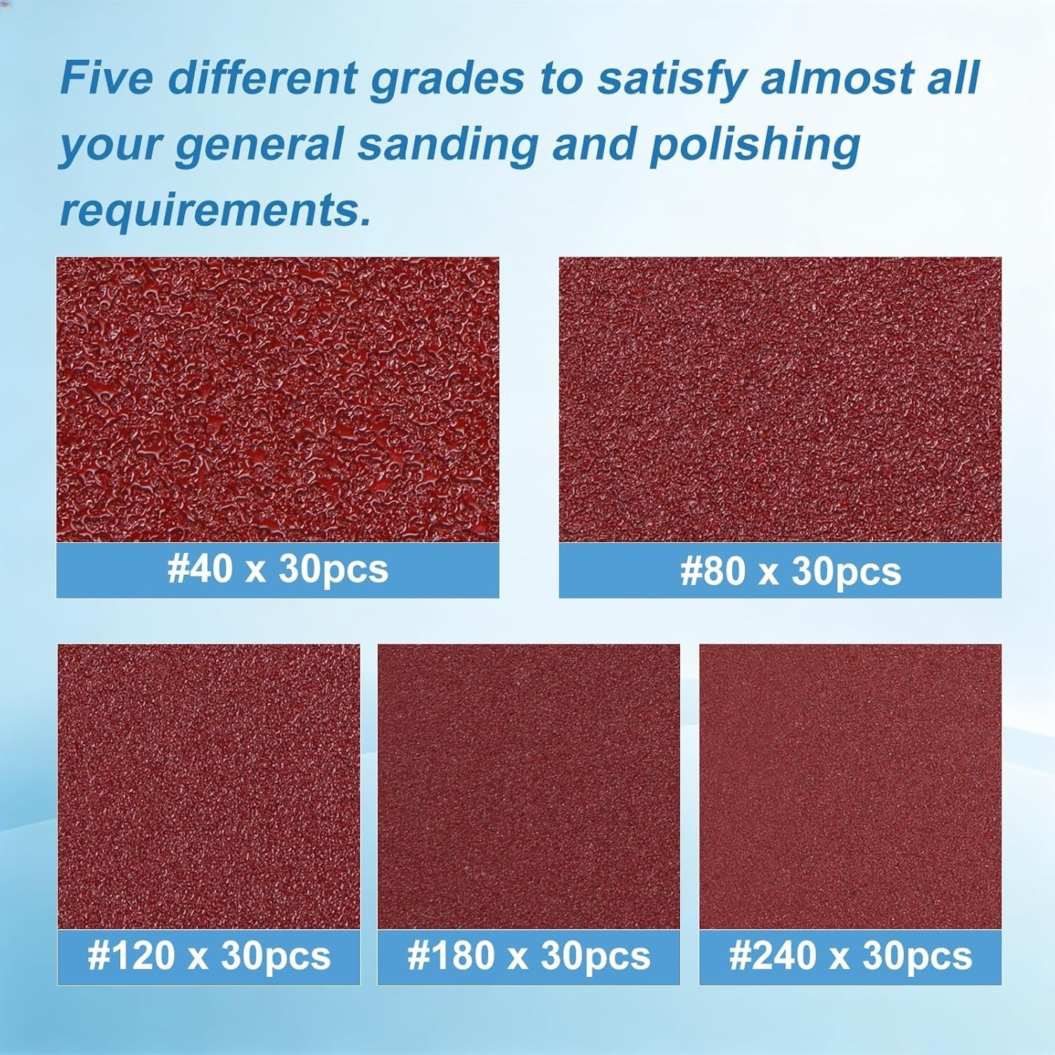 150-sheet Sanding Paper Pack – Assorted Grits for Versatile Material Use