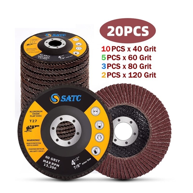20PCS 4.5 inch Flap Disc 4-1/2 x7/8″ 40-120 Grit Grinder Sanding Grinding Wheels