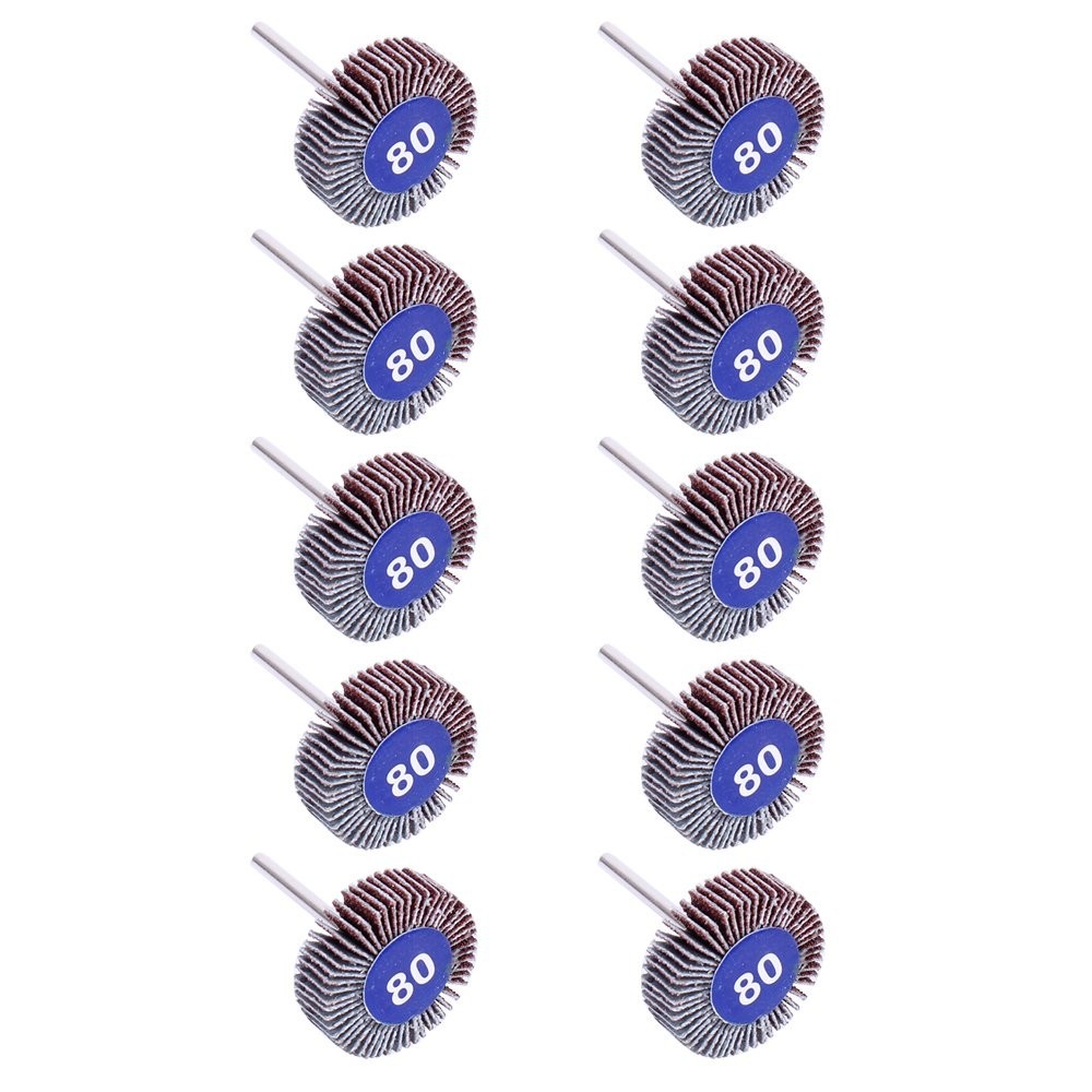Universal 1/8 Inch Shank Abrasive Flap Wheel Set – 10 Pack for Various Tools