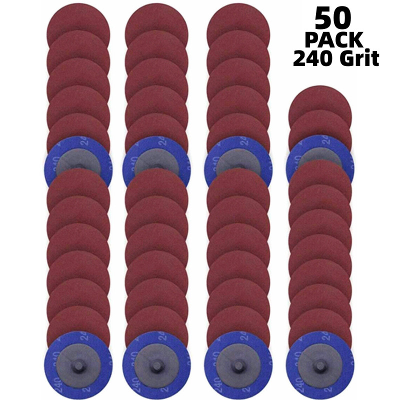 50PCS 2 in Quick Change Abrasive Roll Lock Sanding Disc for Die Grinder 240 Grit