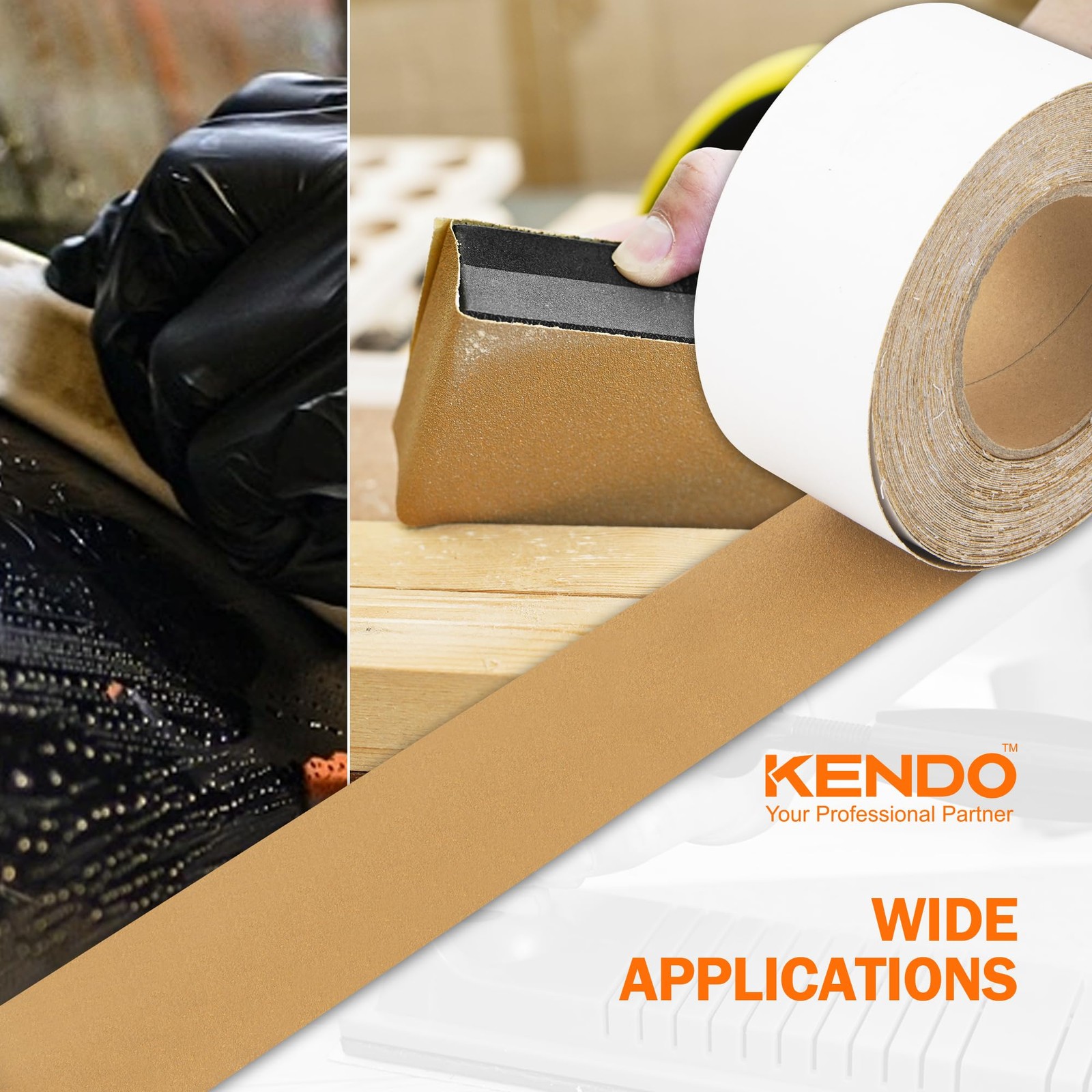 Kendo 80 Grit Longboard Sandpaper 2-3/4″ Wide Gold Zirconia Alumina 20 Yard