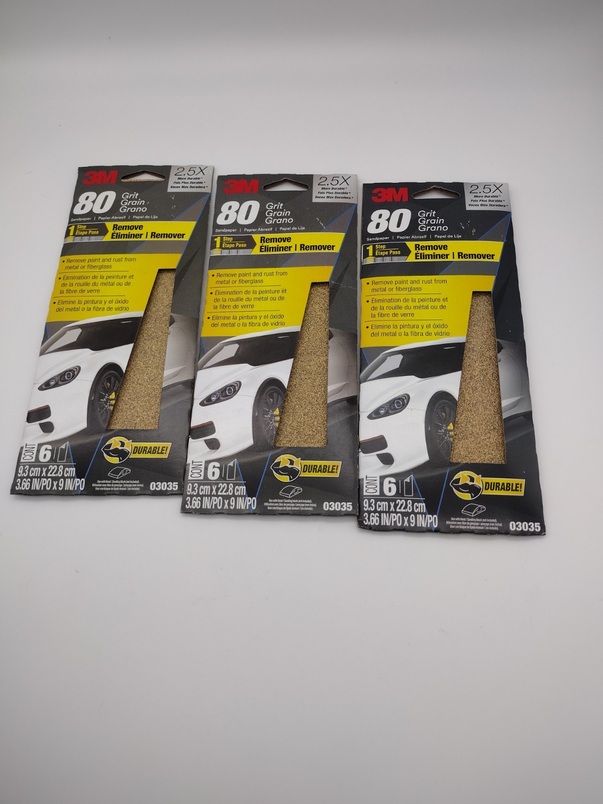 3M 80 Grit Sandpaper 3 Packs With 6 Pcs In Each Pack New 03035