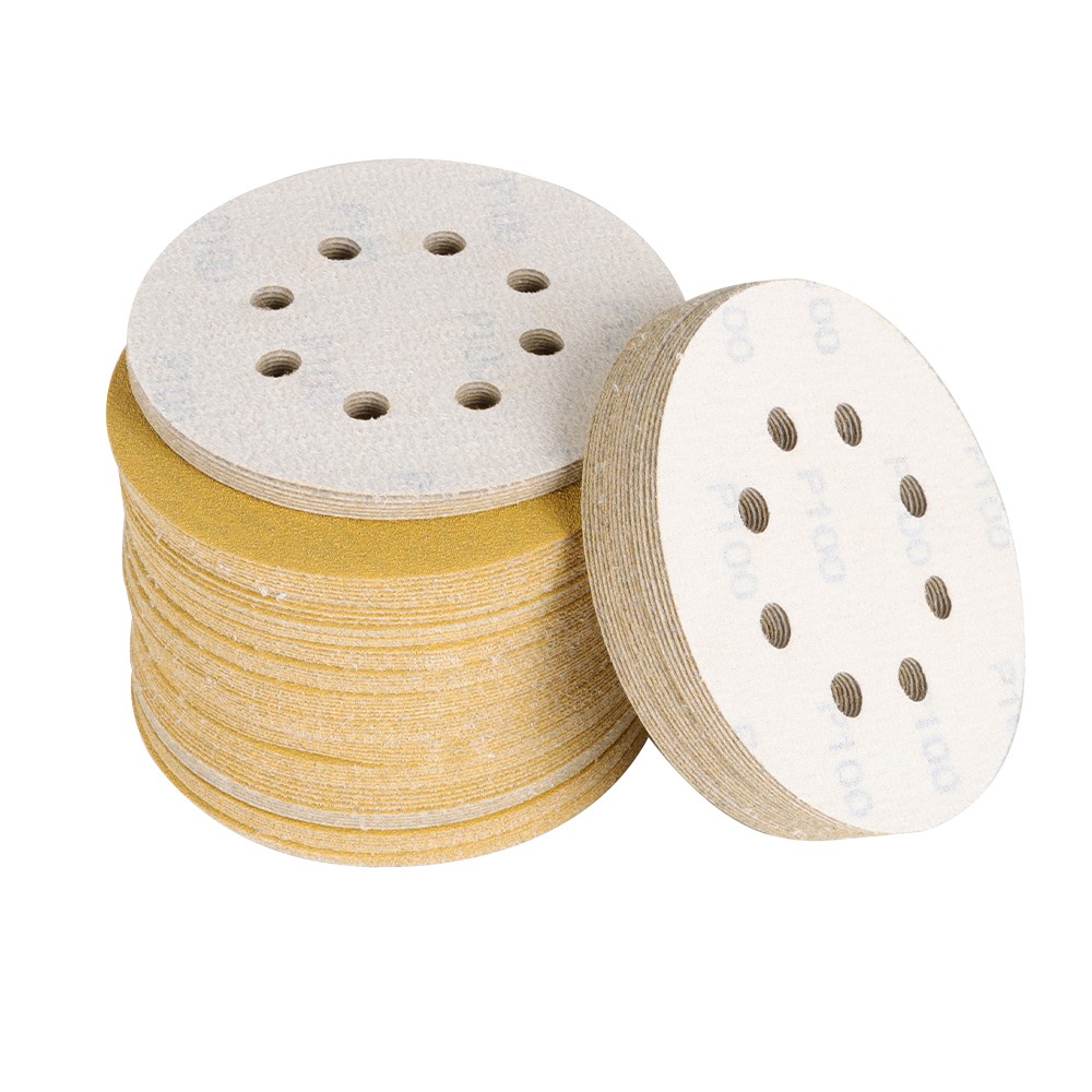 100 Pack 5 Inch 8-Hole 100 Grit Hook-and-Loop Sanding Disc Sander Paper