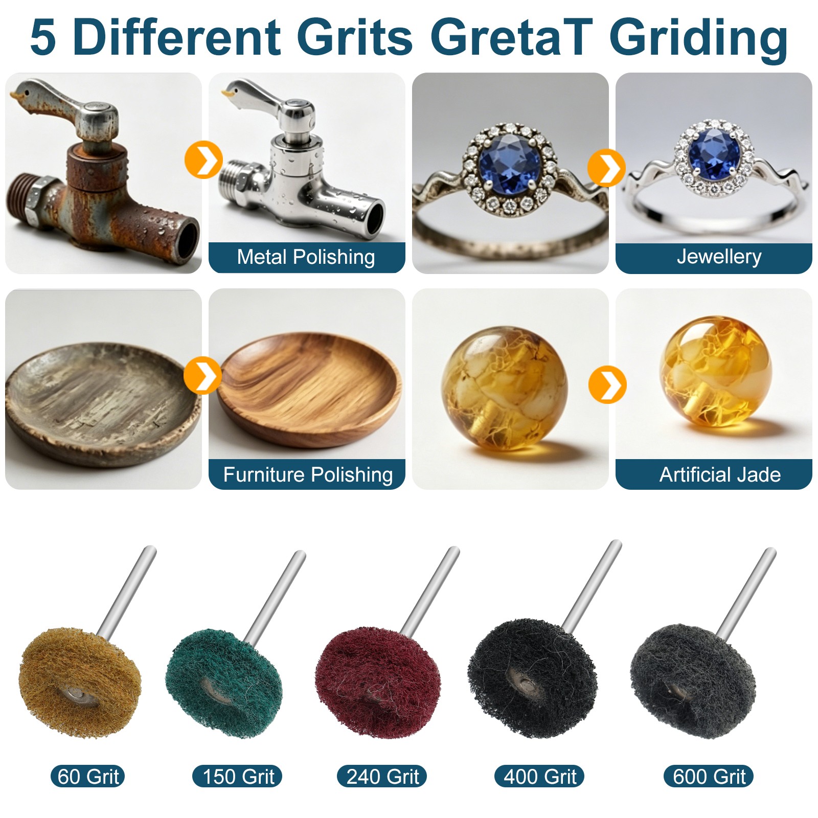 234PCS 1″ & 1/2″ Polishing Buffing Wheel Kit for Dremel Rotary Tool 1/8″ Shank