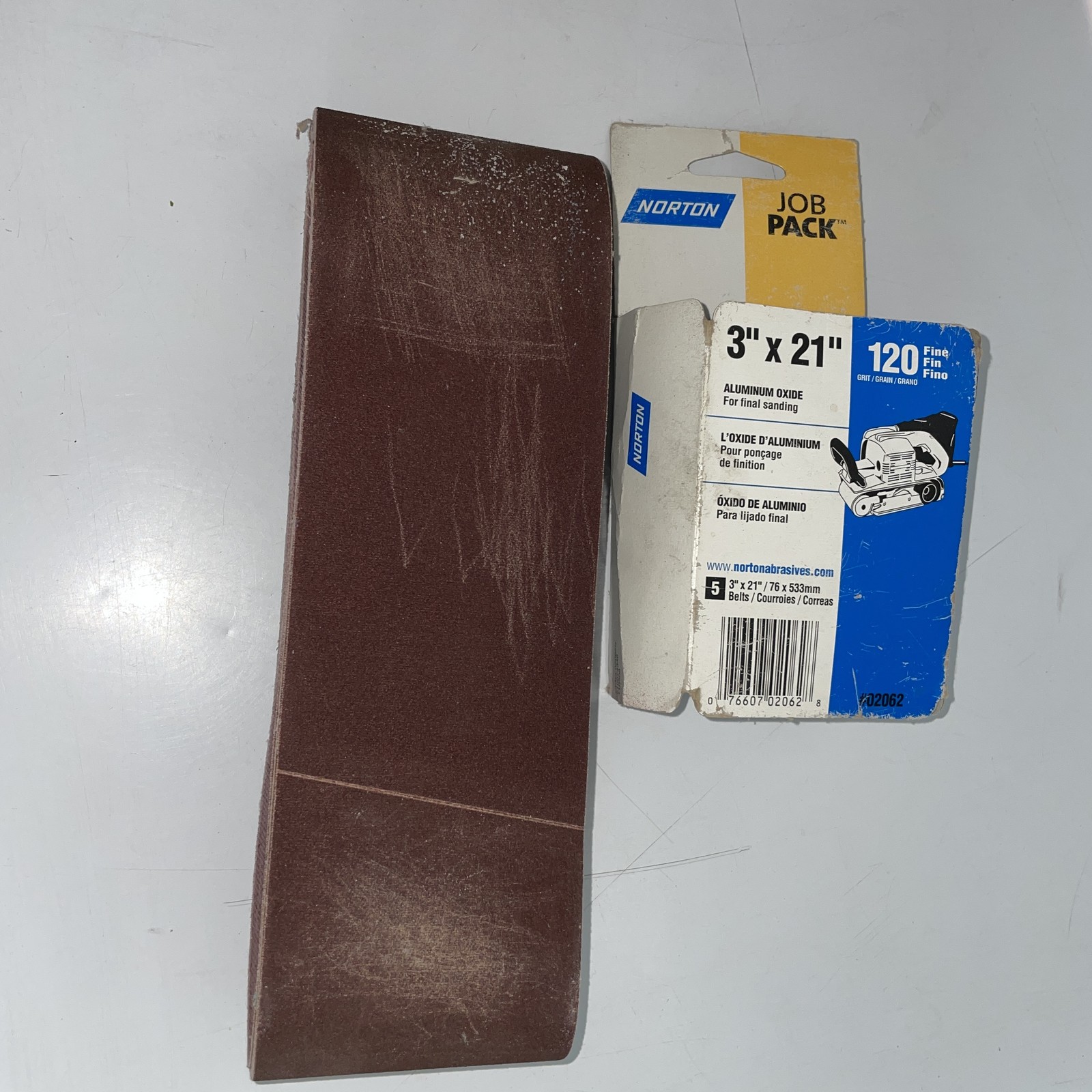 Norton 3×21 10 Sanding Belts 5 -120 Grit Fine Aluminum Oxide 02062 5-E80 Grit
