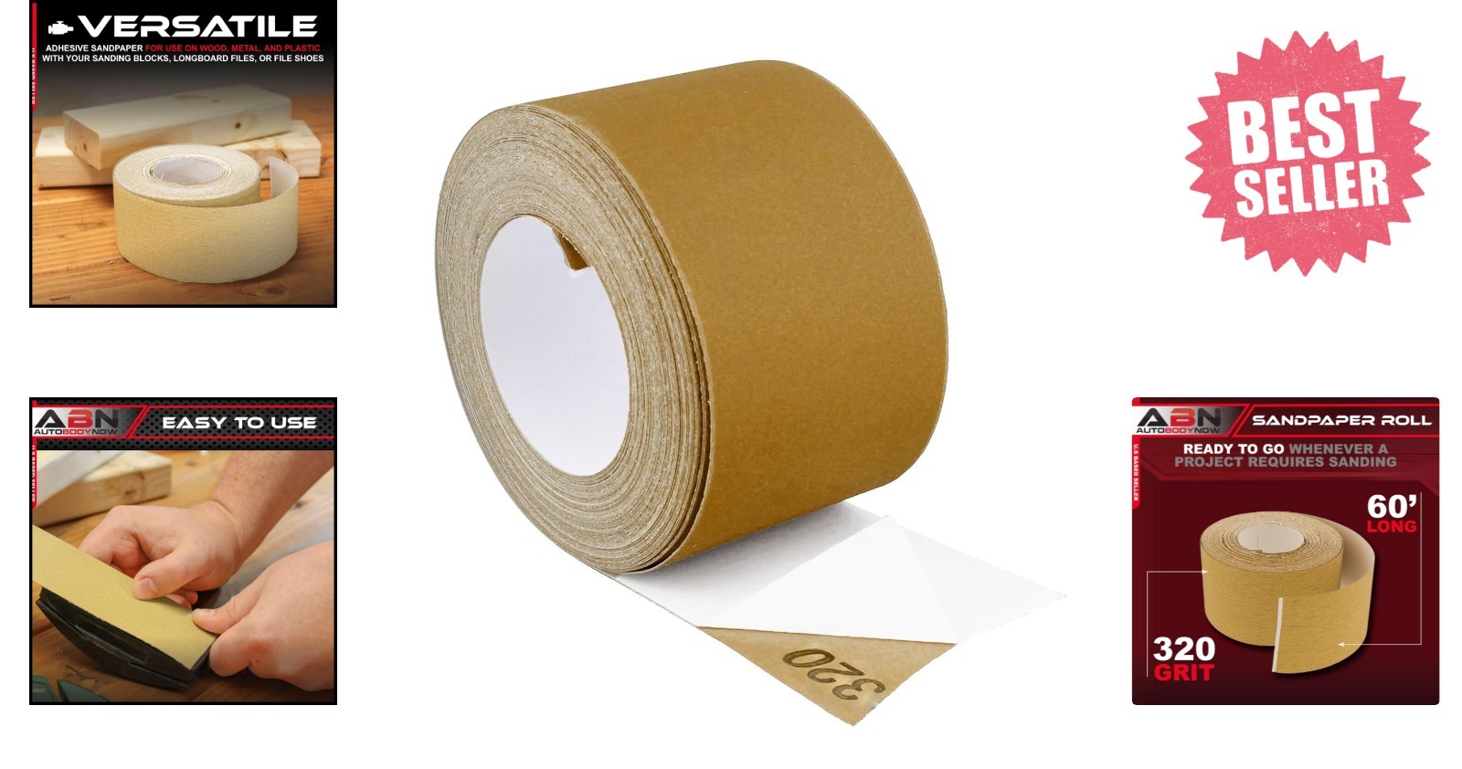 Adhesive Aluminum Oxide Sandpaper Roll – 2-3/4in x 20 Yards, Reduces Clogging