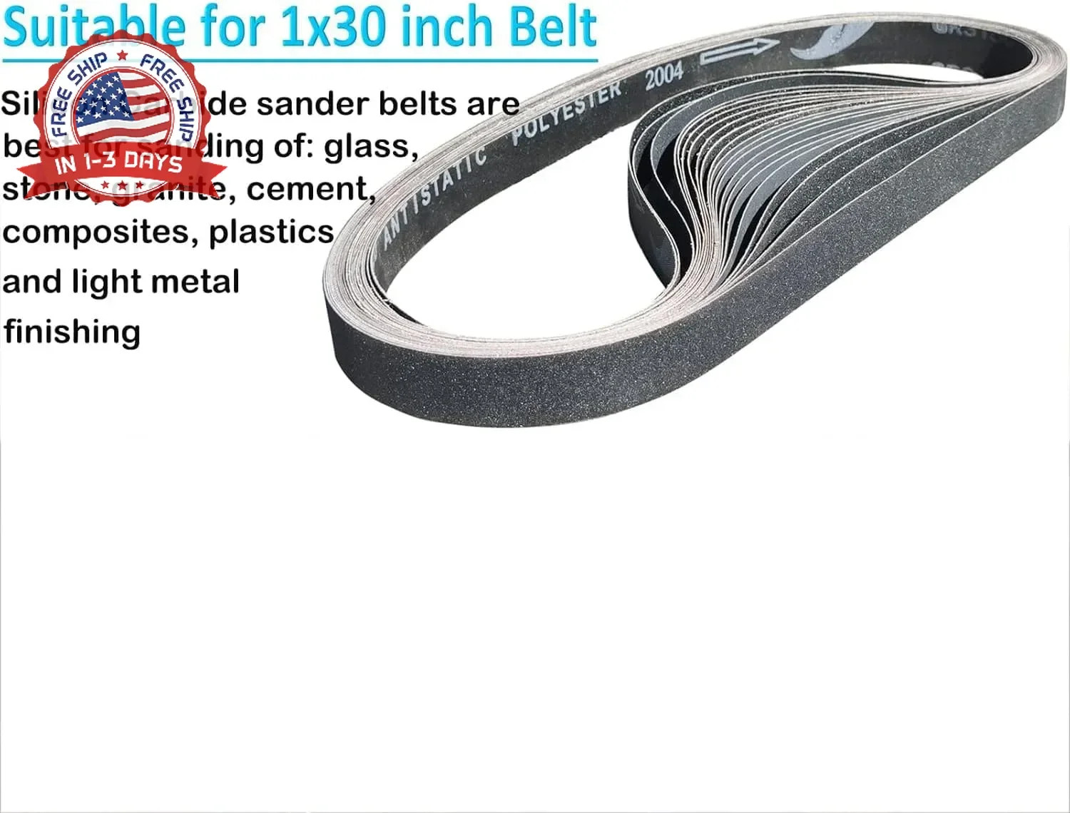 12 Pack 1 x 42 Inch Silicon Carbide Sanding Belts Assortment -120 240 400 600 80