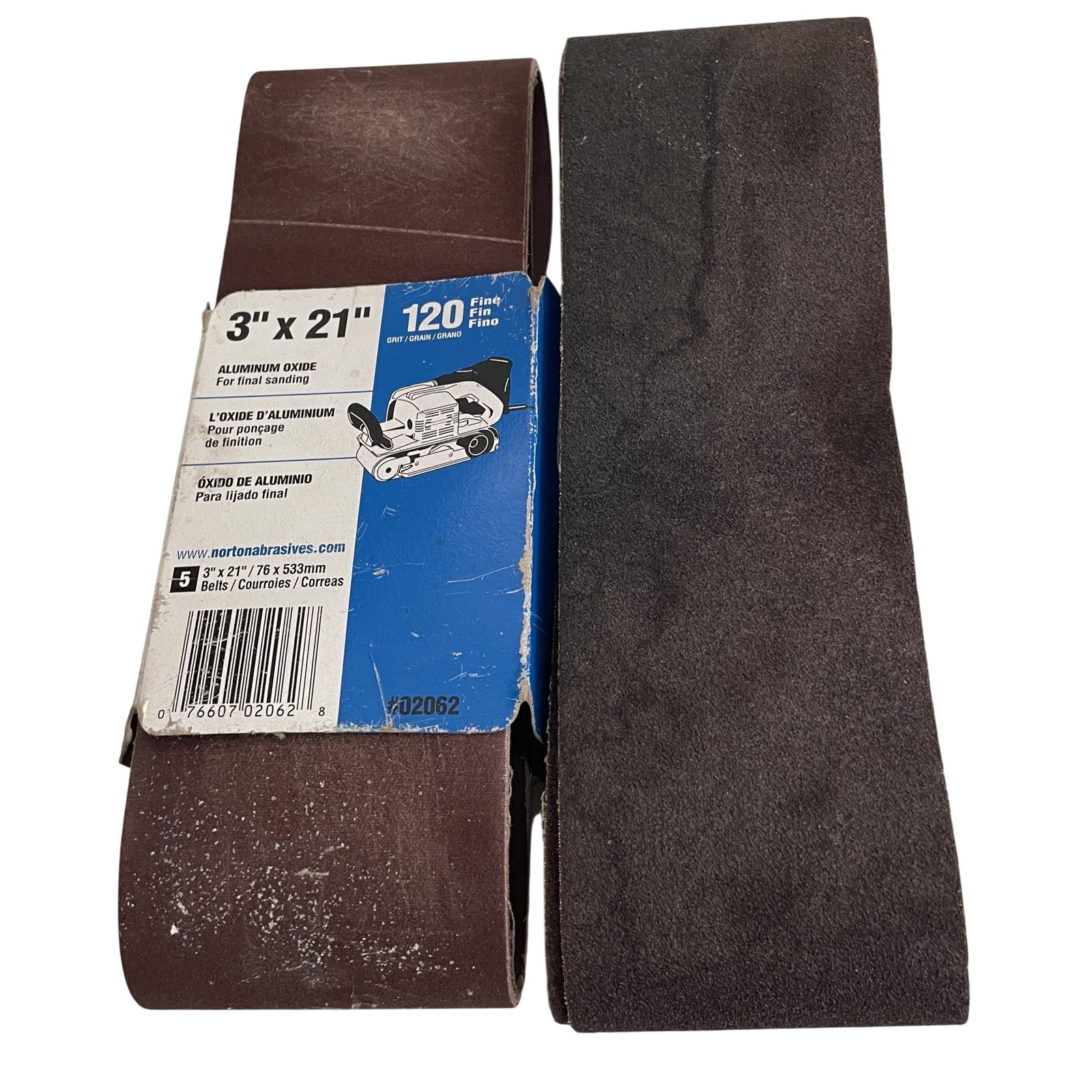 Norton 3×21 10 Sanding Belts 5 -120 Grit Fine Aluminum Oxide 02062 5-E80 Grit