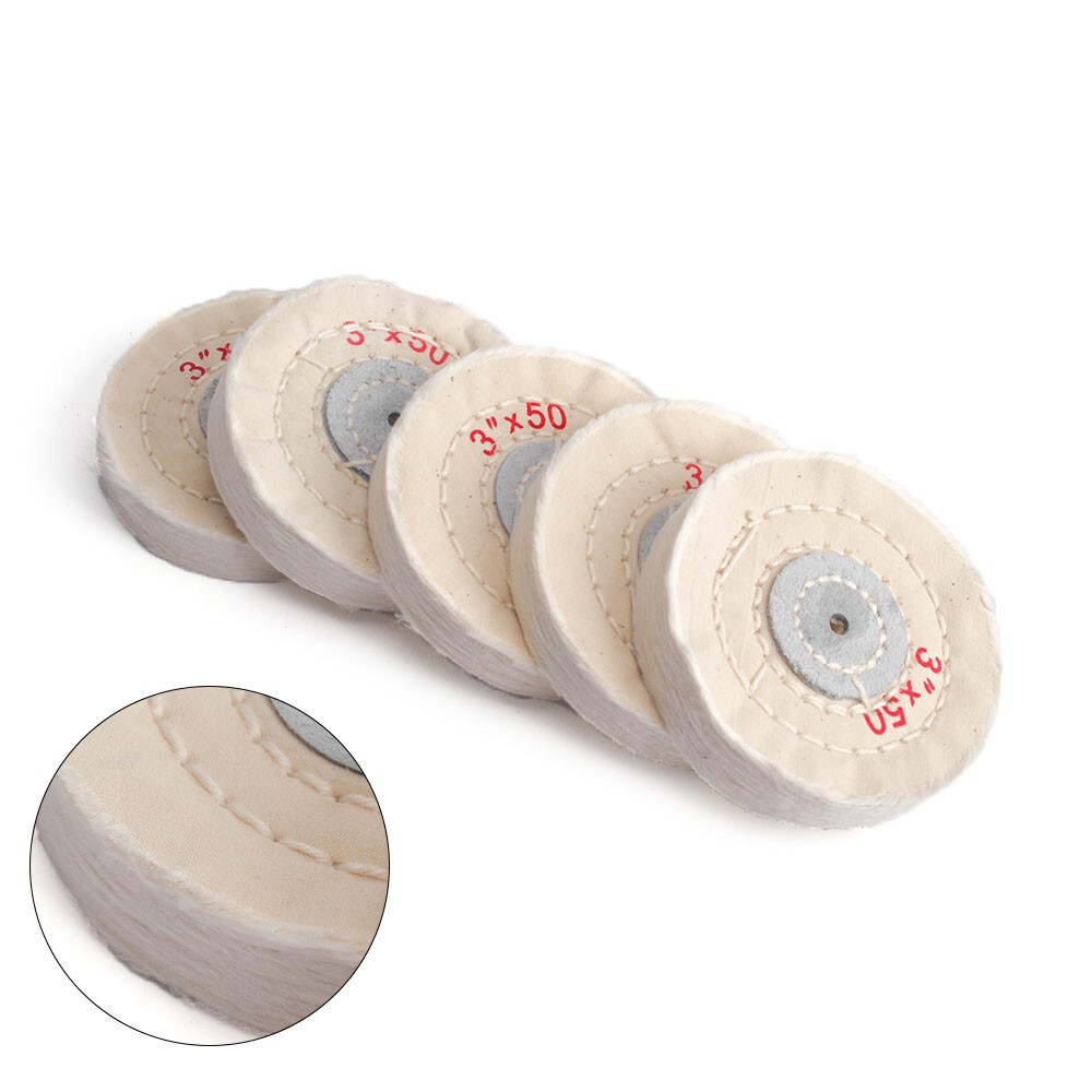 5Pcs 3 Inch Cloth Buffing Wheel 4mm Shank Metal Jewelry Polishing Grinding Wheel