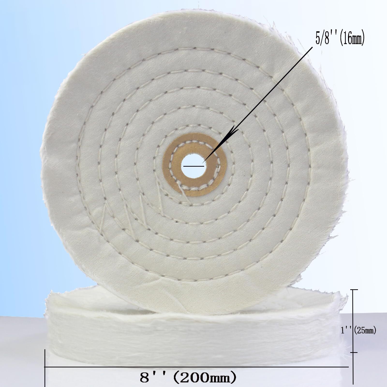 2Pack 6 Inch Cotton Buffing Wheel 55 Ply Yellow 70 ply white with 5/8Inch Arbor