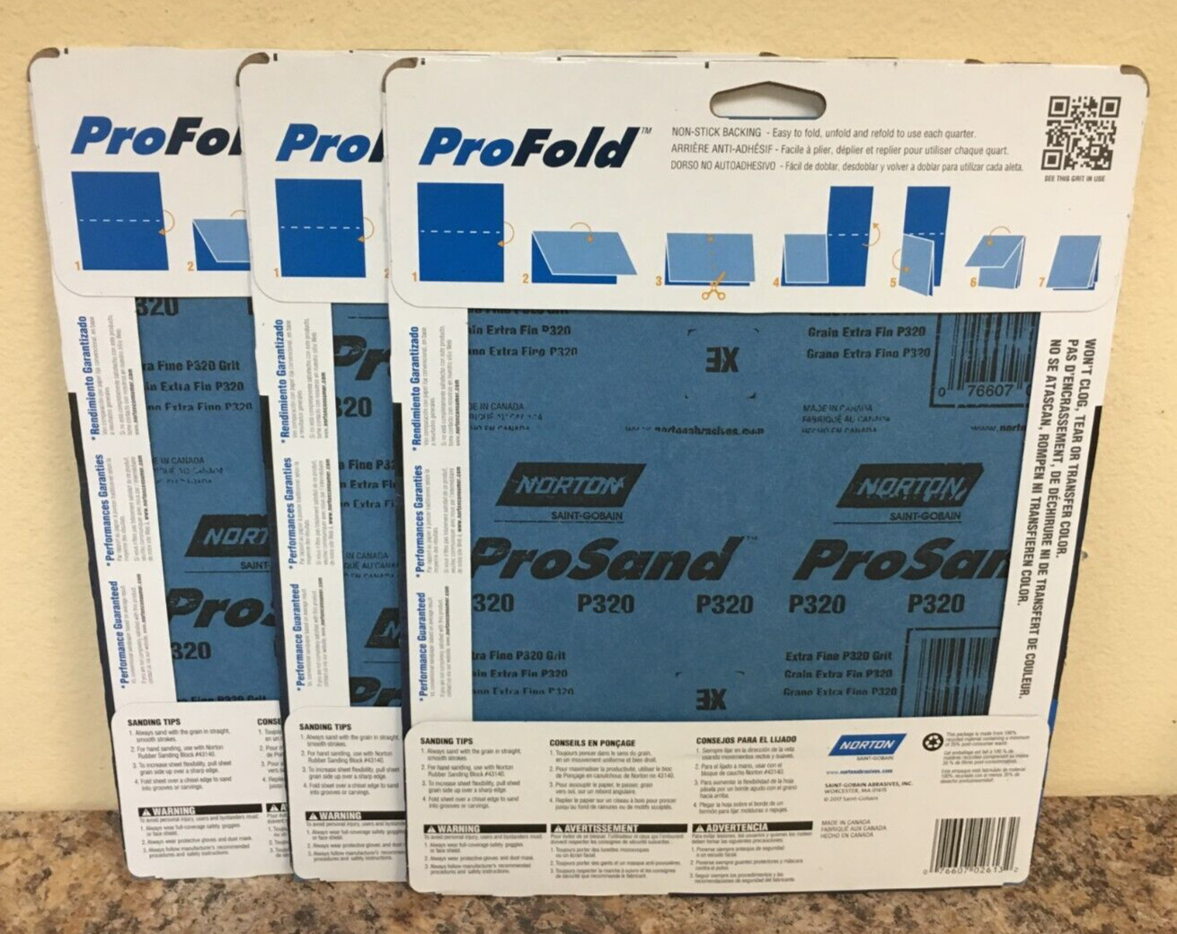 Norton 02613 ProSand 9” X 11” 320 Grit Extra Fine Sandpaper 3 Pks of 3