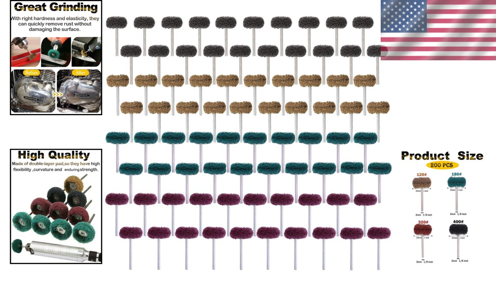 Abrasive Buffing Wheel Set 80pcs 25mm Grit Polishing Grinding Rotary Tool