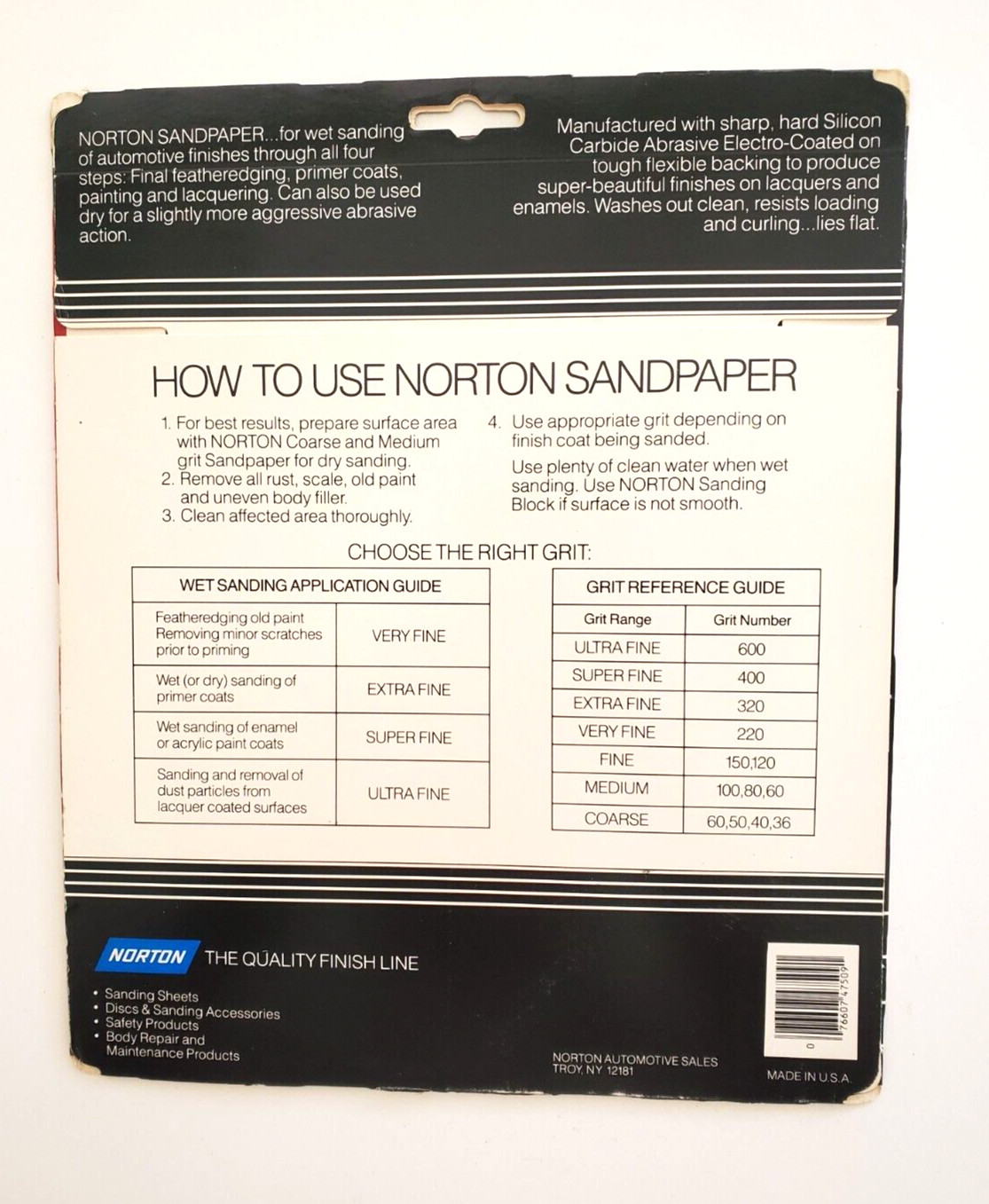 NORTON 600 grit WET SANDING PAPER 9 x 11 inch 47509 4 sheets per pkg