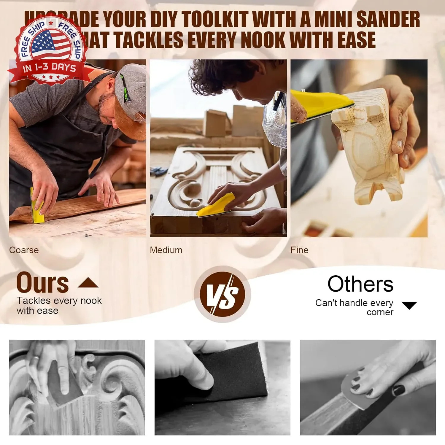 90PCS Premium Micro Detail Sander Kit, Updated 3-in-1 Mini Hand Sanding Block, 6