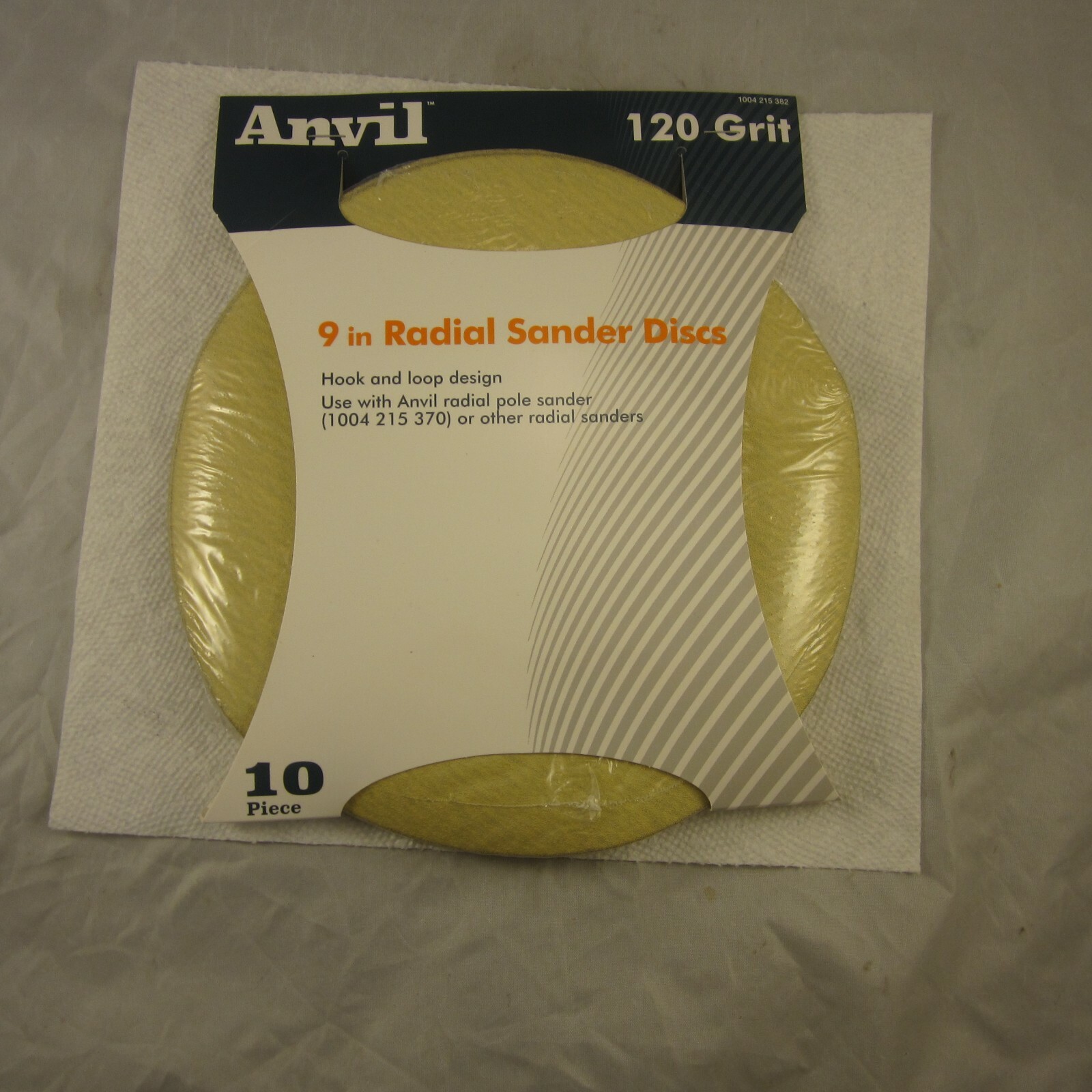 Anvil 9 Inch Radial Sander Disc 120 Grit Hook And Loop 10 Piece.